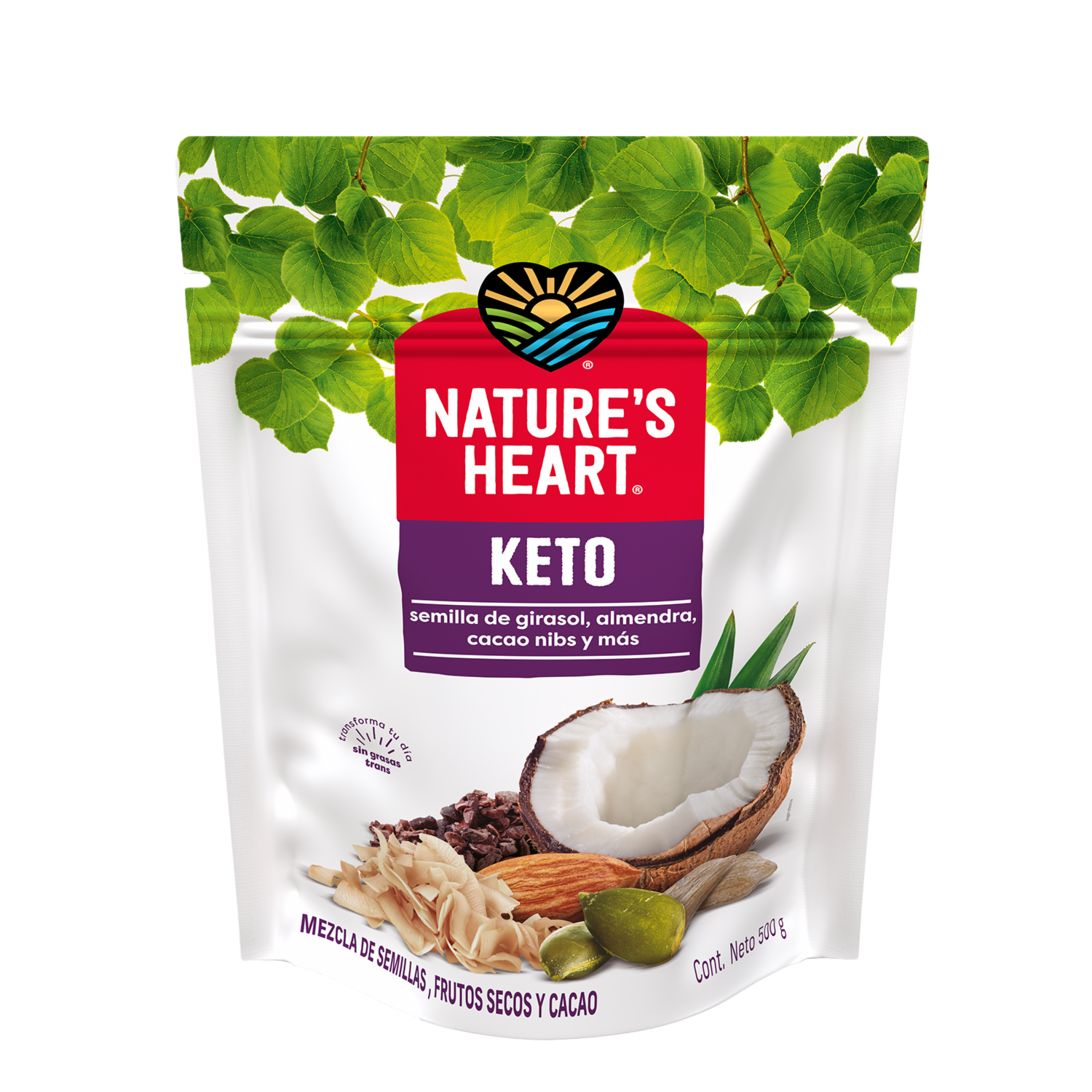 Mix Frutos Secos Keto Semillas Y Cacao NATURE´S HEART 500 g