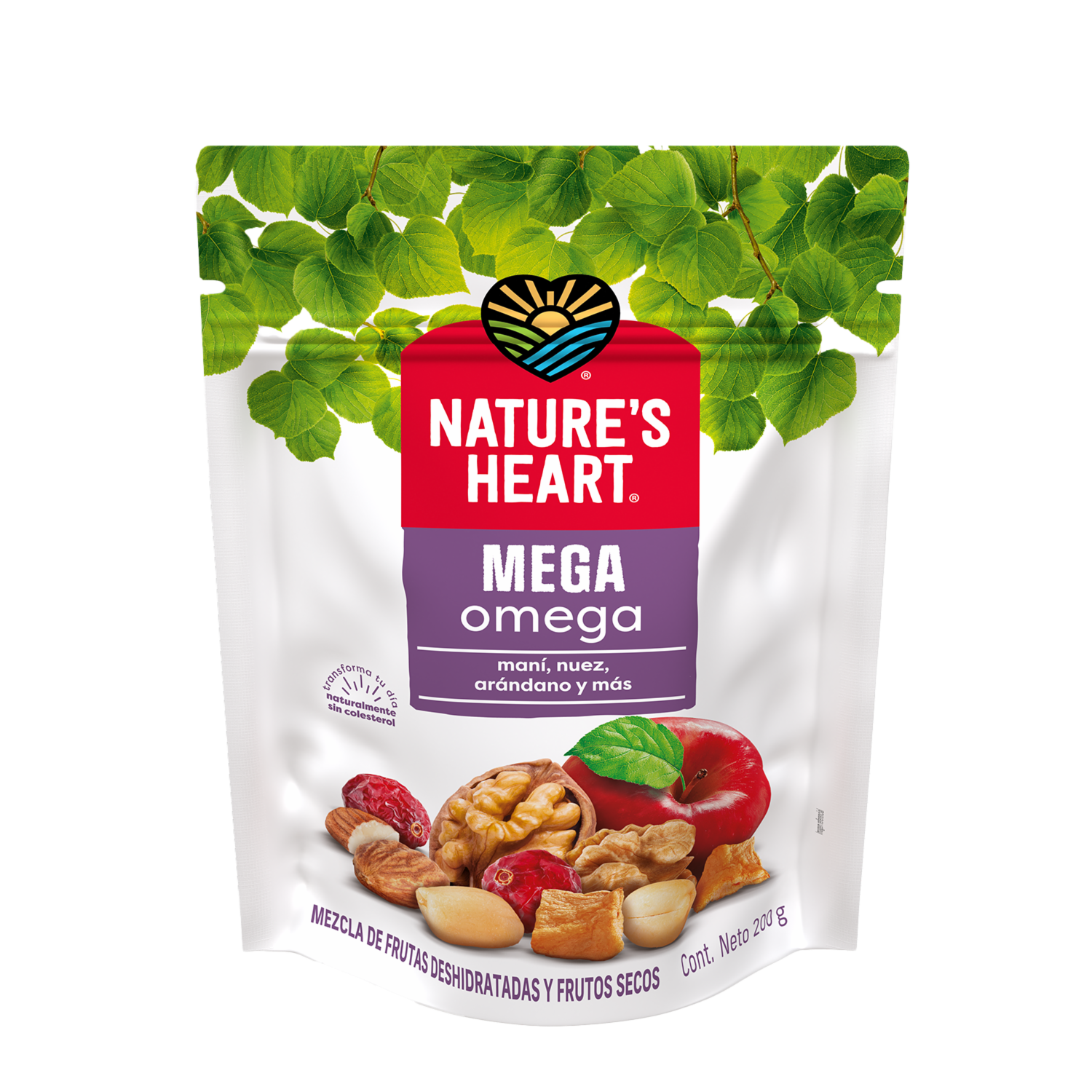 Mix Frutos Secos Snack Mega Omega Mezcla De Frutas y Nueces NATURE’S HEART 200 G