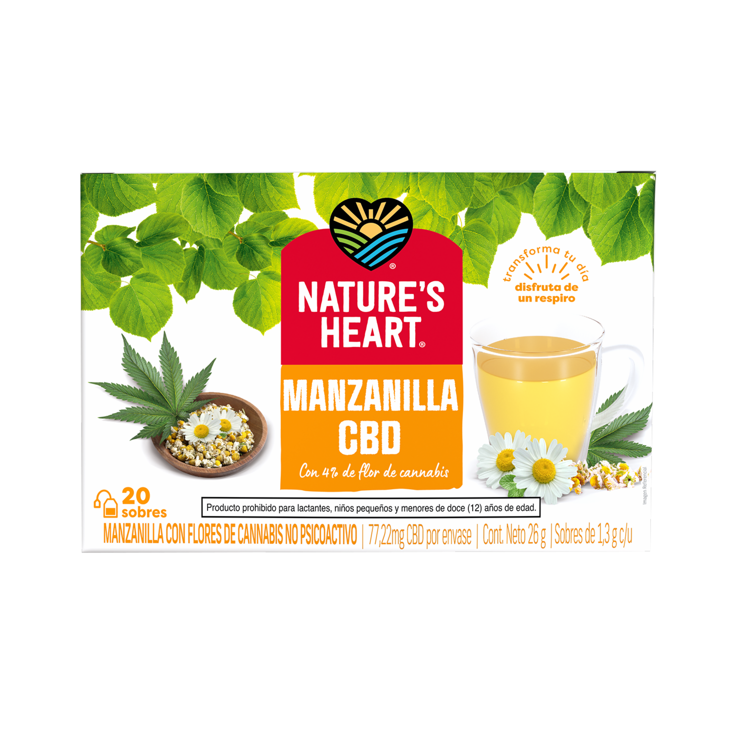 Té Manzanilla Con CBD No Psicoactivo NATURE´S HEART 26 G