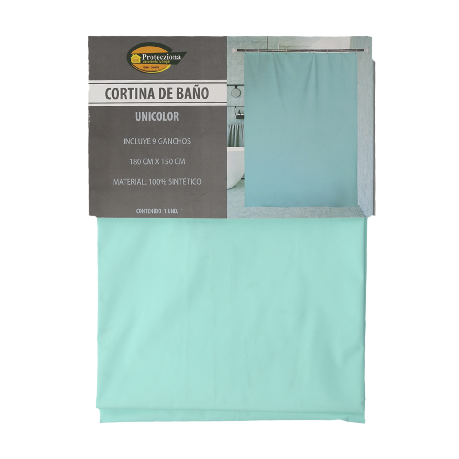 Cortina De Baño Unicolor PROTECZIONA 180X150CM