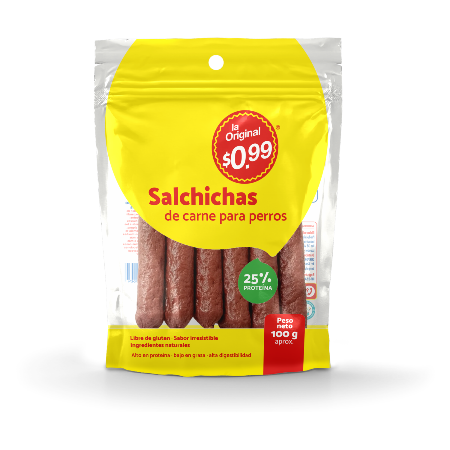 Snack Para Perros Salchichas De Carne LA ORIGINAL 100 G