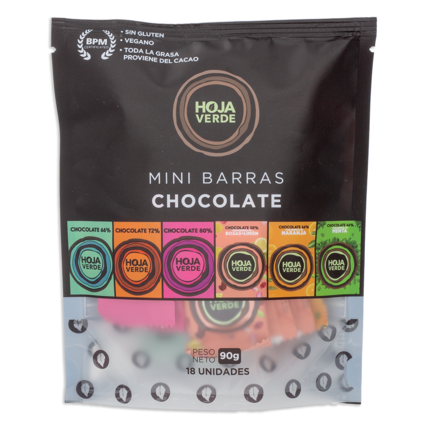 Chocolate Mini Barras Sabores Surtidos HOJA VERDE 90 G