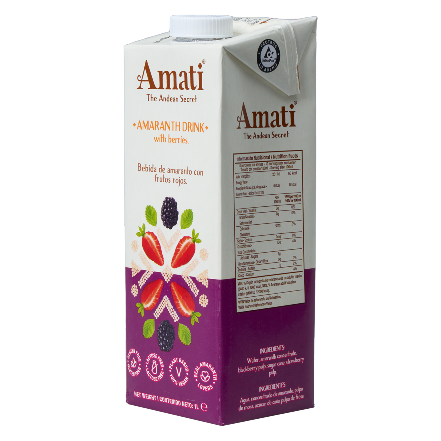 Bebida De Amaranto Con Frutos Rojos AMATI 1000 Ml