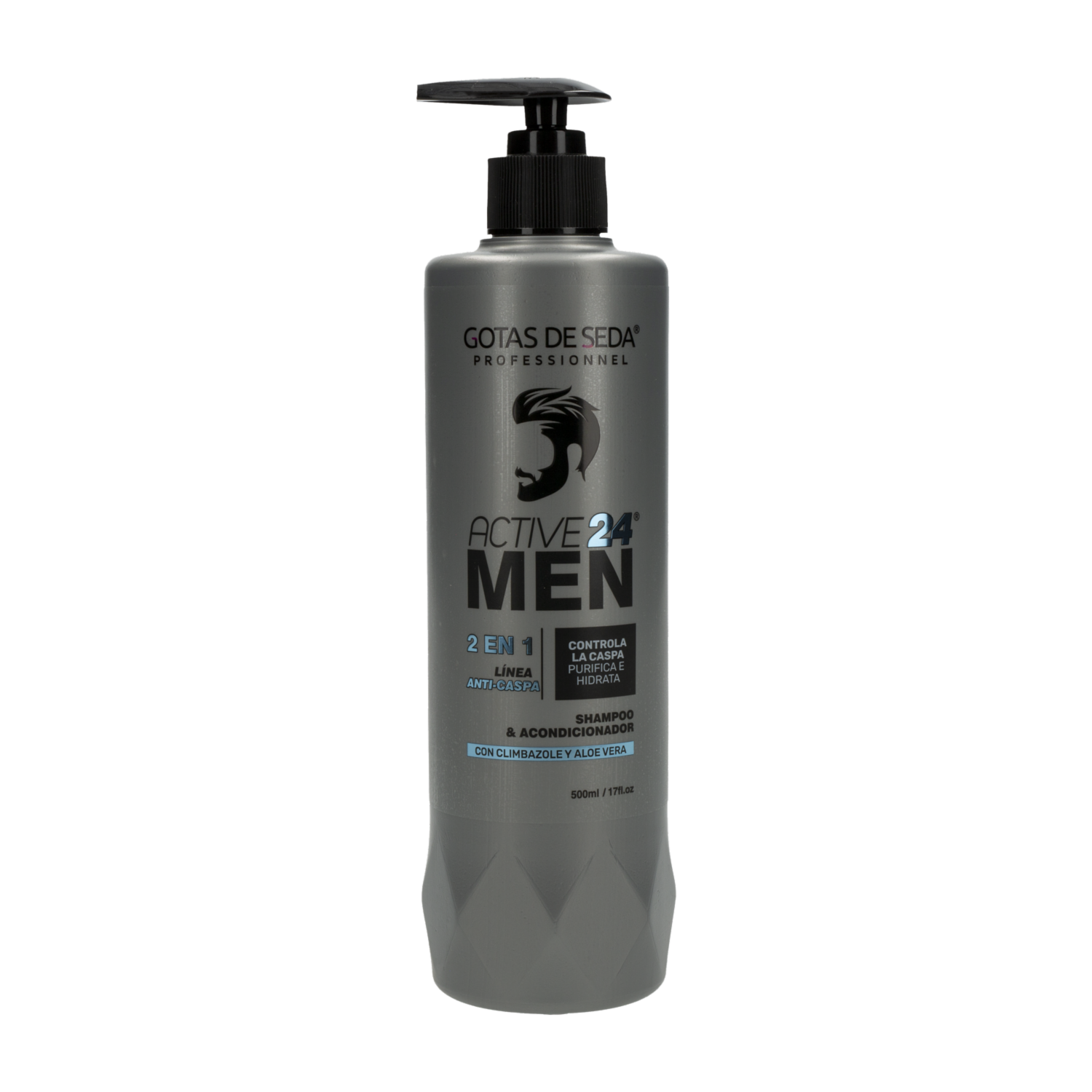 Shampoo Y Acondicionador 2 en 1 Control Caspa Gotitas De Seda ACTIVE 24 MEN 500 Ml