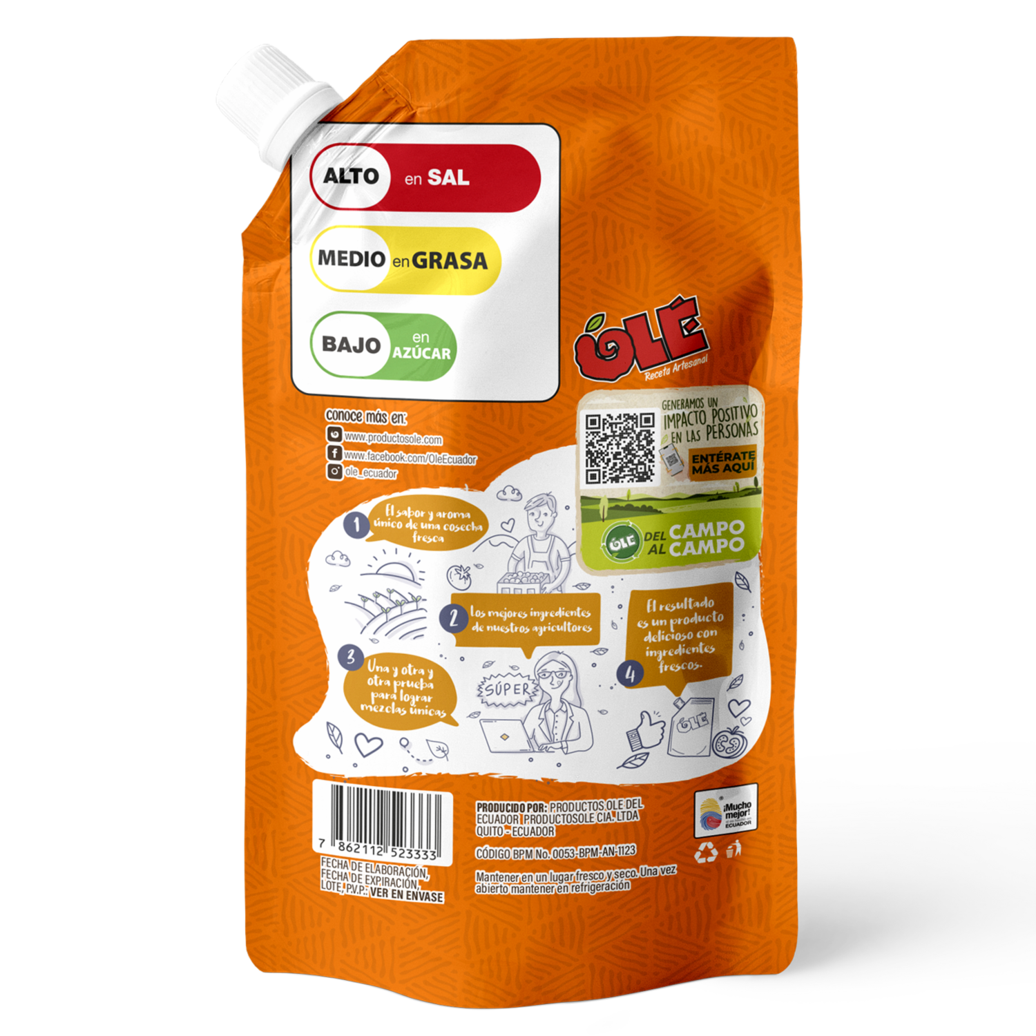 Refrito Casero Con Vegetales Sin Picante OLÉ 200 G