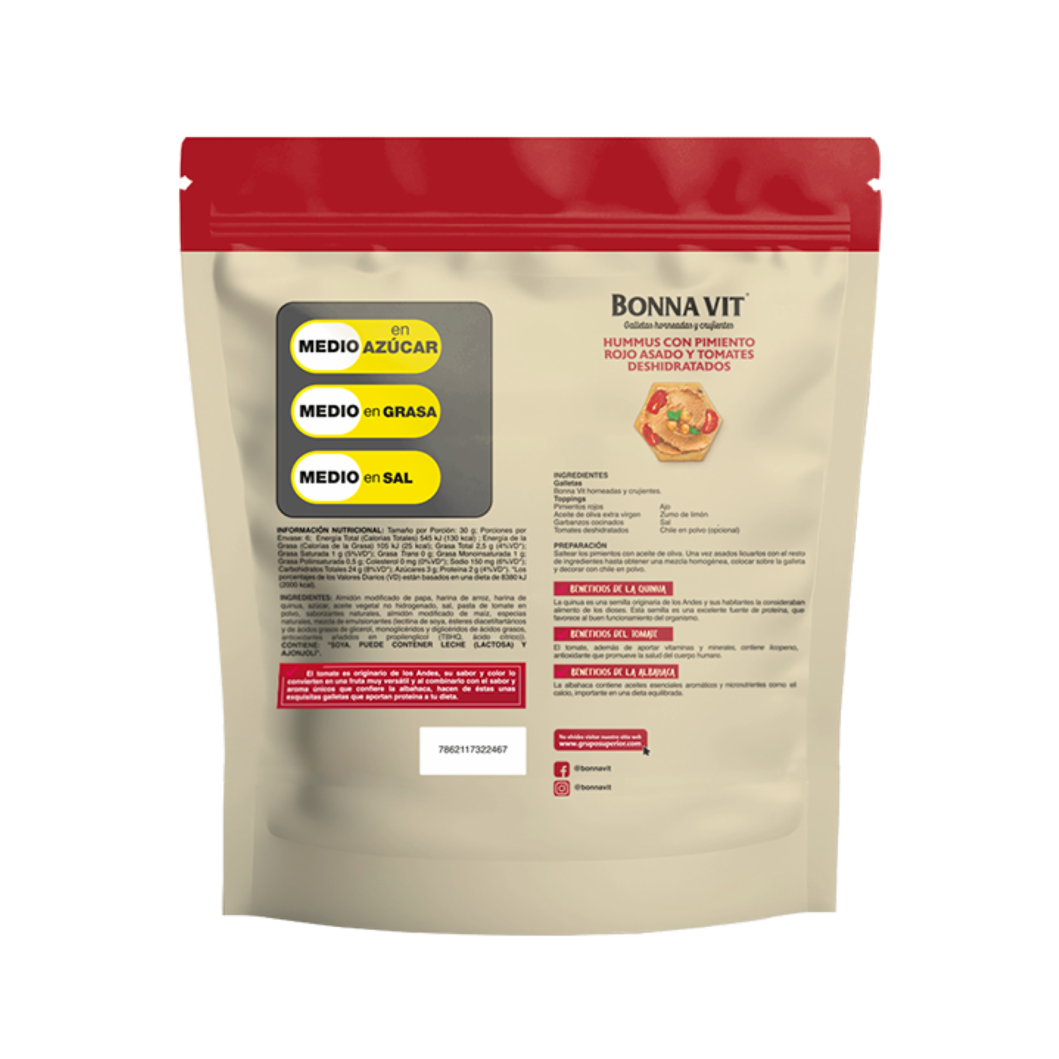 Galletas De Sal Con Tomate Y Albahaca BONNA VIT 180 G