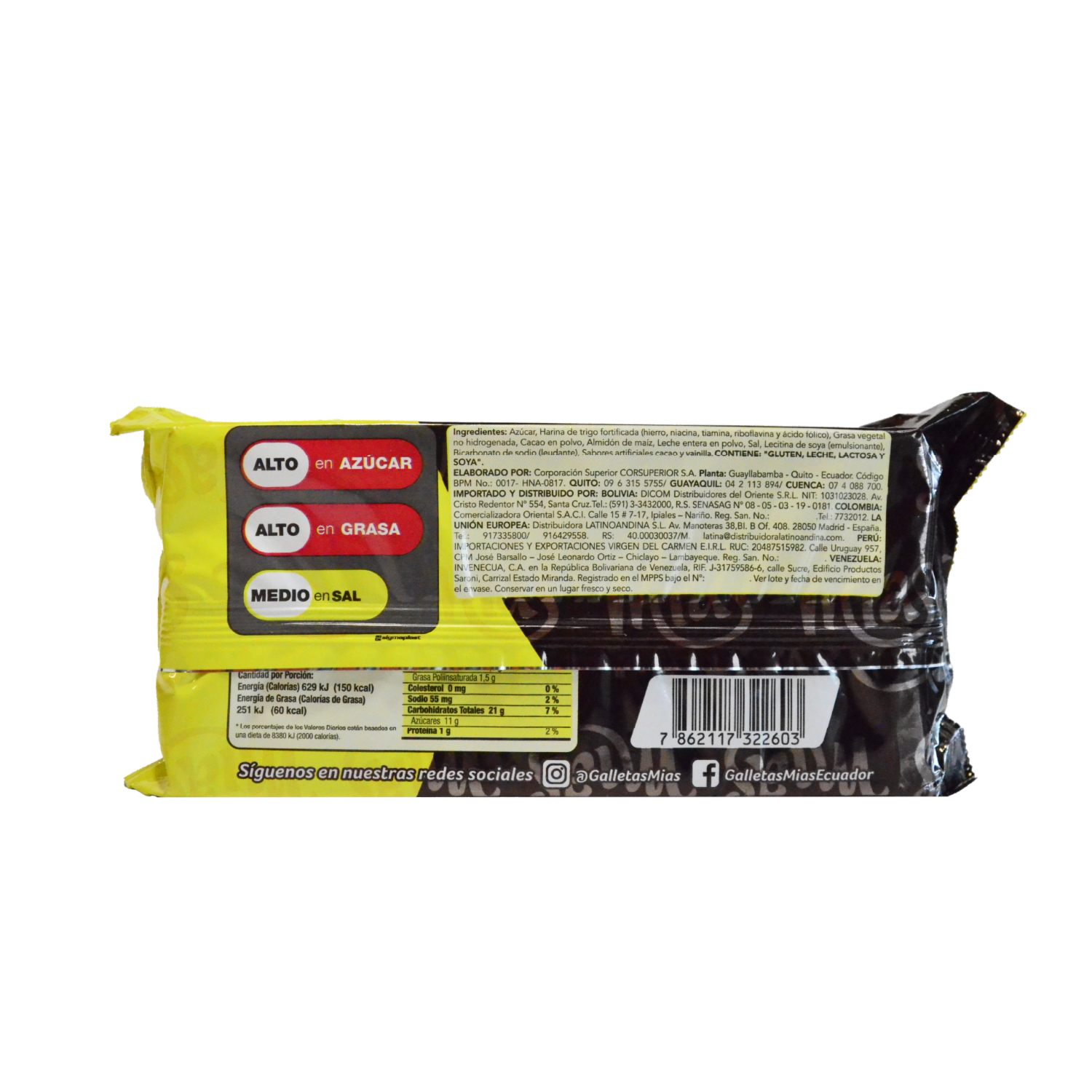 Galletas Dulces Waffer Sabor A Chocolate MÍAS 226 G