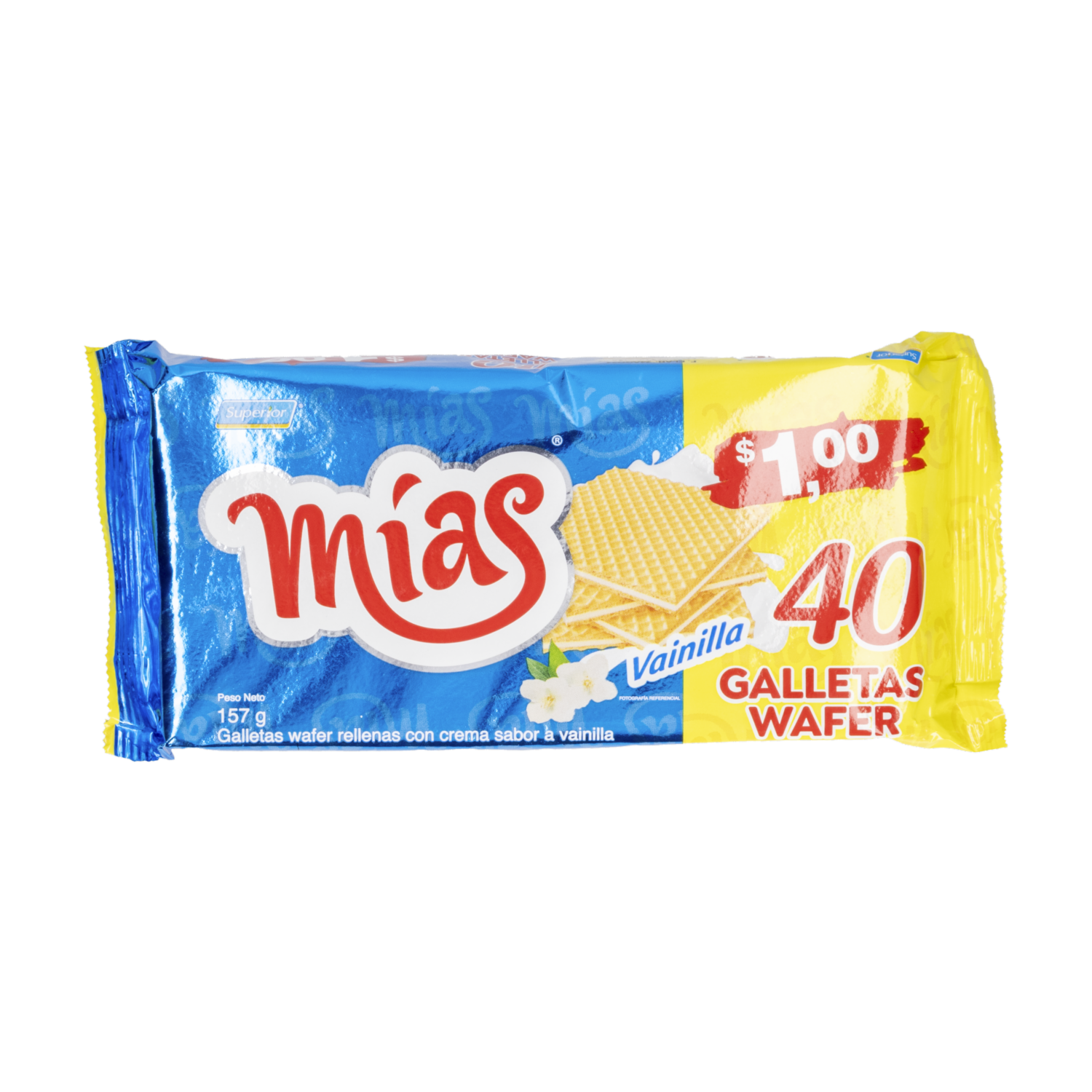 Galletas Dulces Waffer Sabor A Vainilla MÍAS 157 G