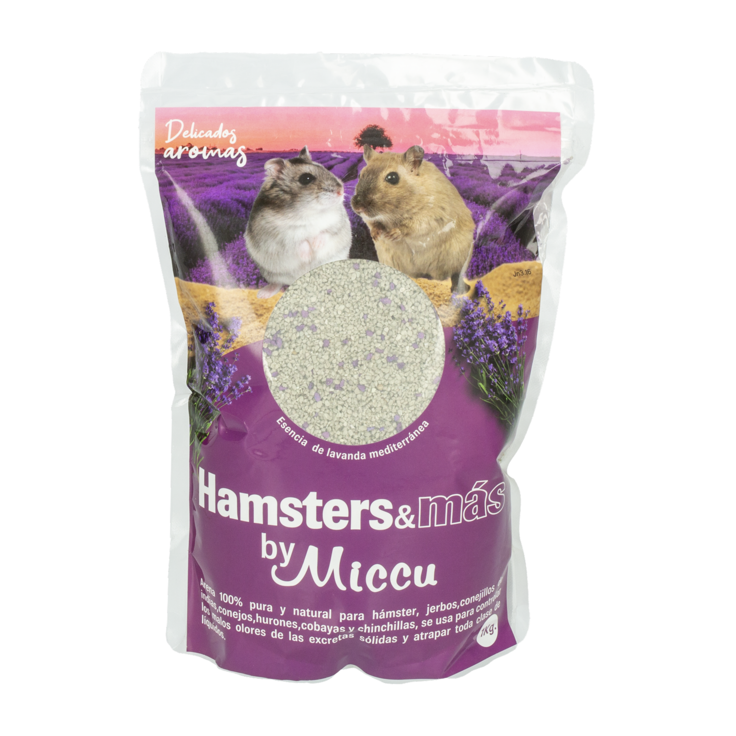 Arena Para Hamster Esencia De Lavanda Mediterránea MICCU 1 Kg