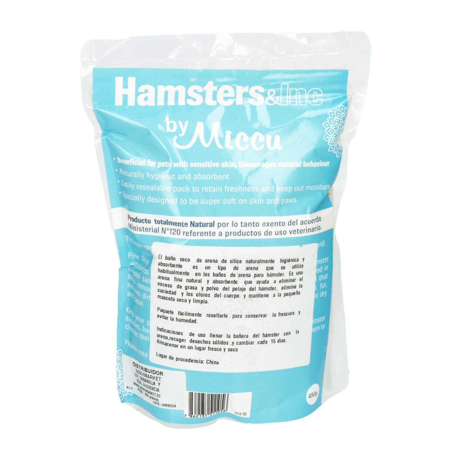 Baño Seco Para Hamster MICCU 450 G