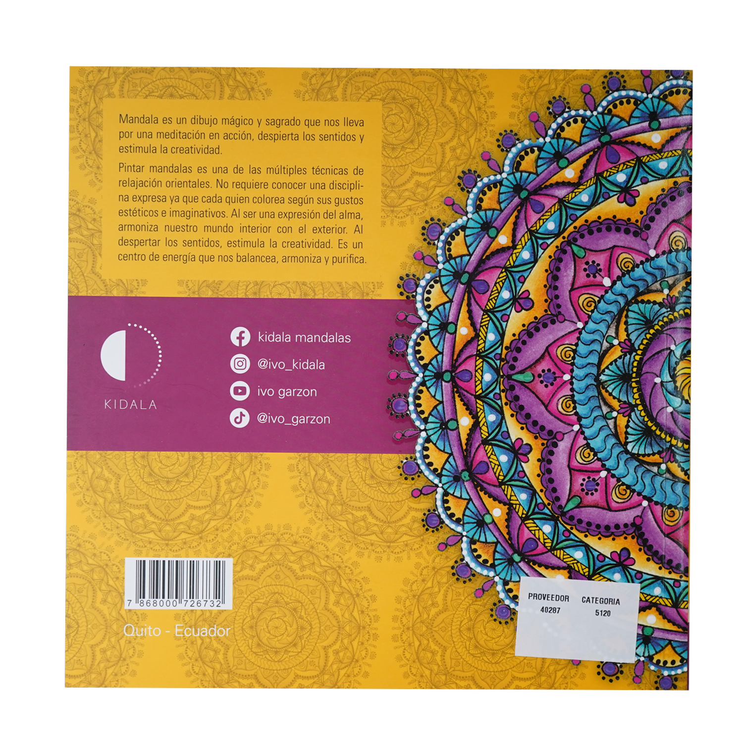 Libro Mandalas Pintando En Paz Y Armonía LIBRO DIVO 40 Páginas