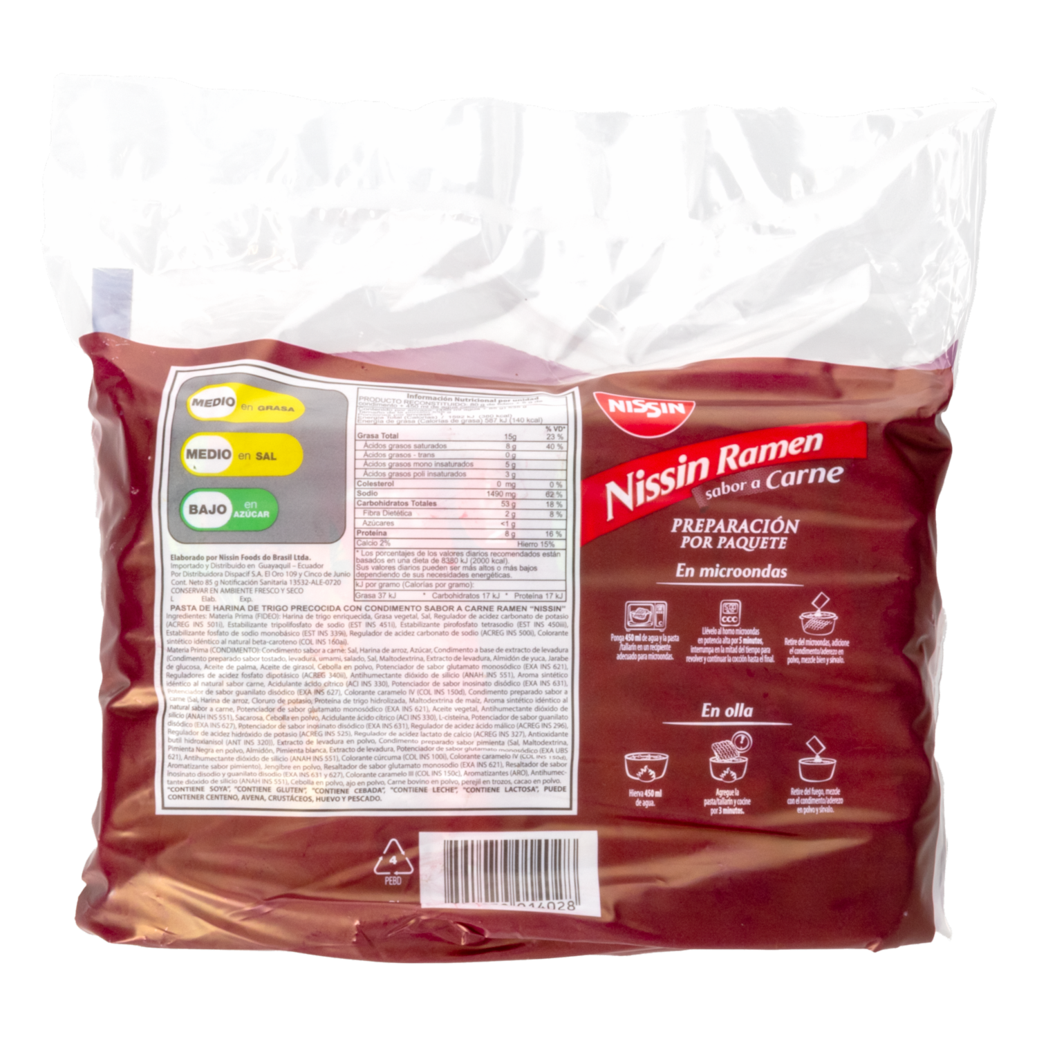 Ramen Instantáneo Sabor A Carne NISSIN 340 G