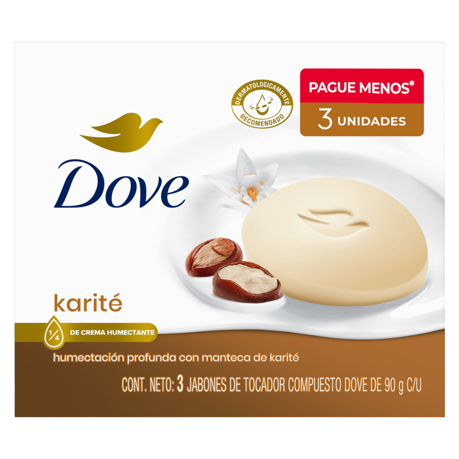 Jabón En Barra Con Karité Y Vainilla DOVE 3 X 90 G