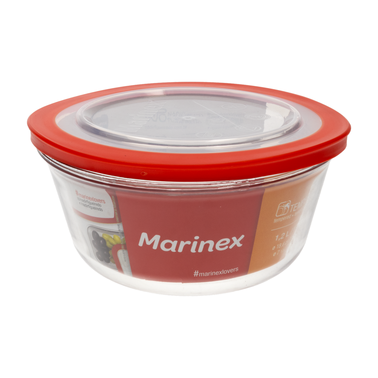 Bowl Refractario Redondo Mediano Con Tapa MARINEX 1.2 Litros