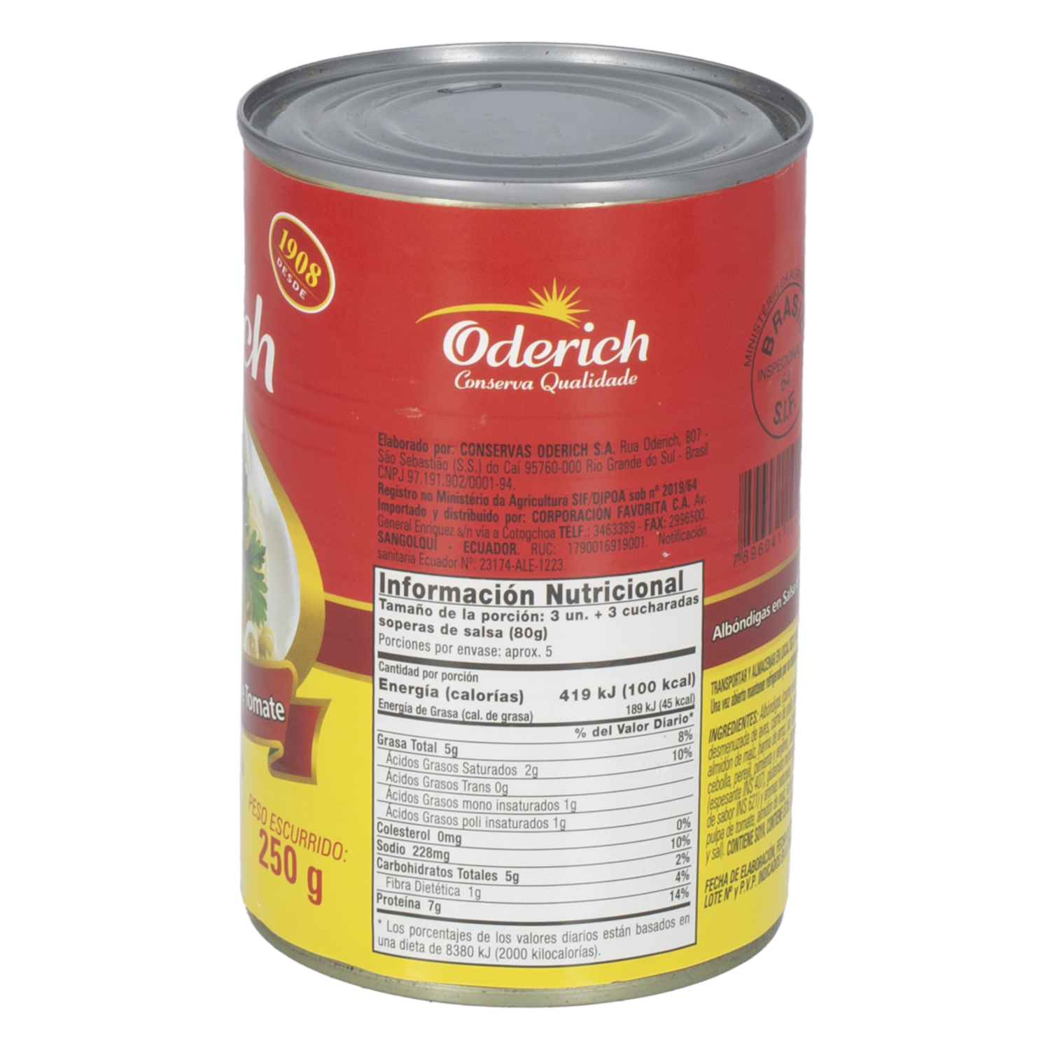Albóndigas En Salsa De Tomate Enlatadas ODERICH 420 G
