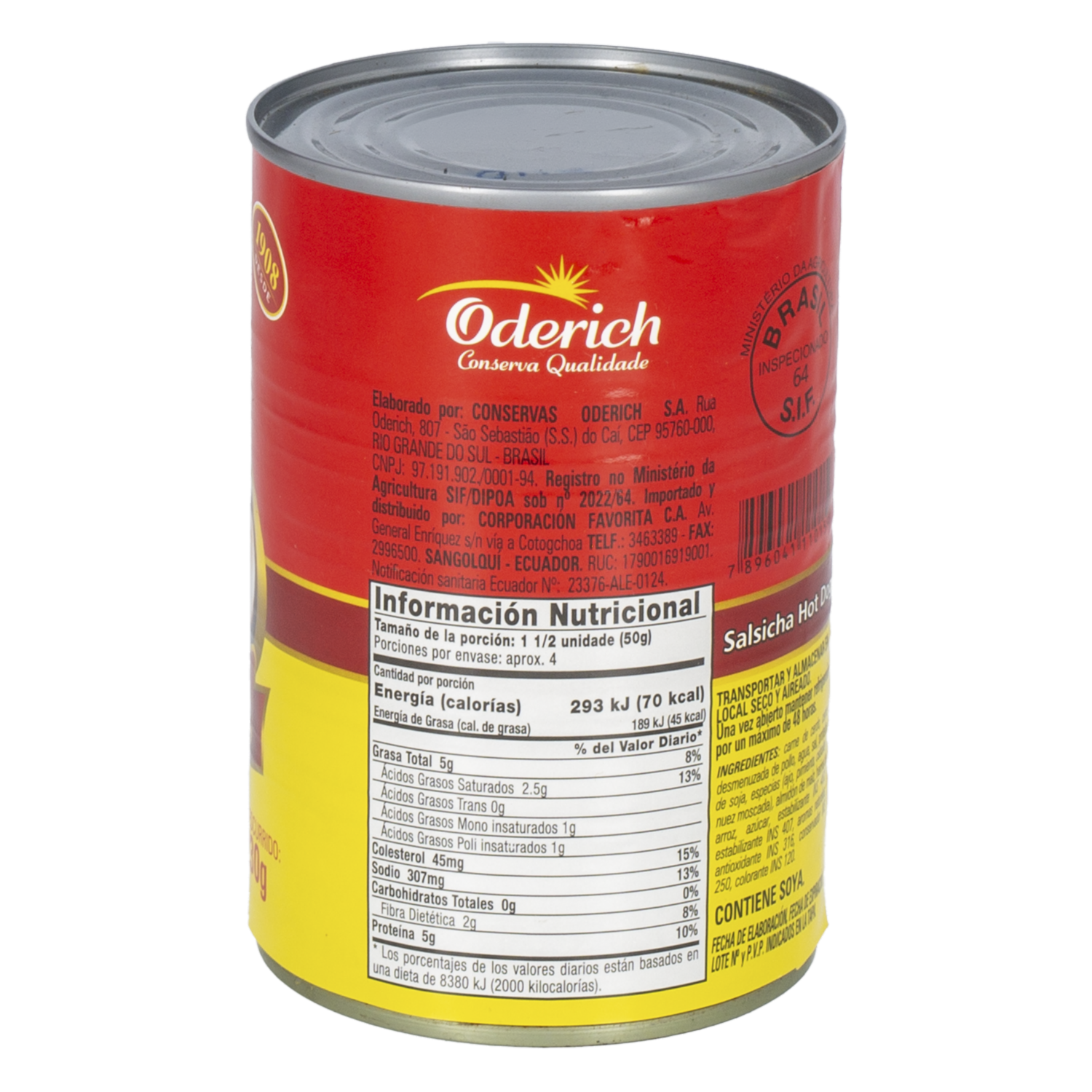 Salchichas Para Hot Dog Tipo 3 Enlatadas ODERICH 400 G