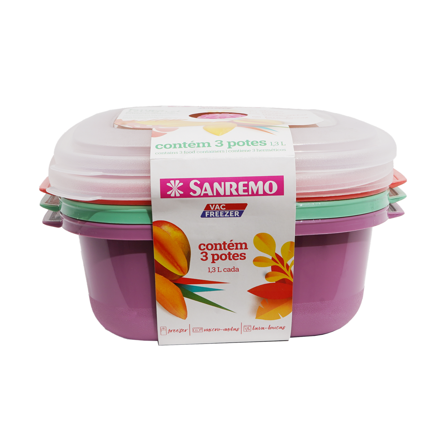Set Reposteros Cuadrados Herméticos Vac Freezer SANREMO 1,3 Litros X 3