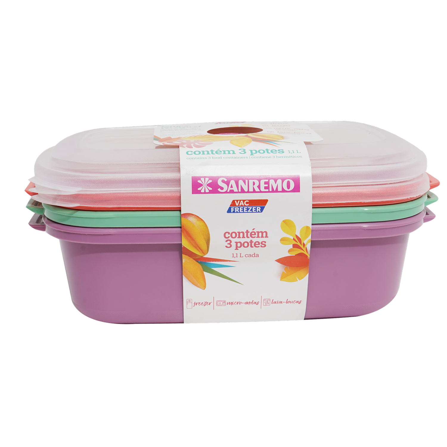 Set Reposteros Rectangulares Herméticos Vac Freezeer SANREMO 1,1 Litros X 3