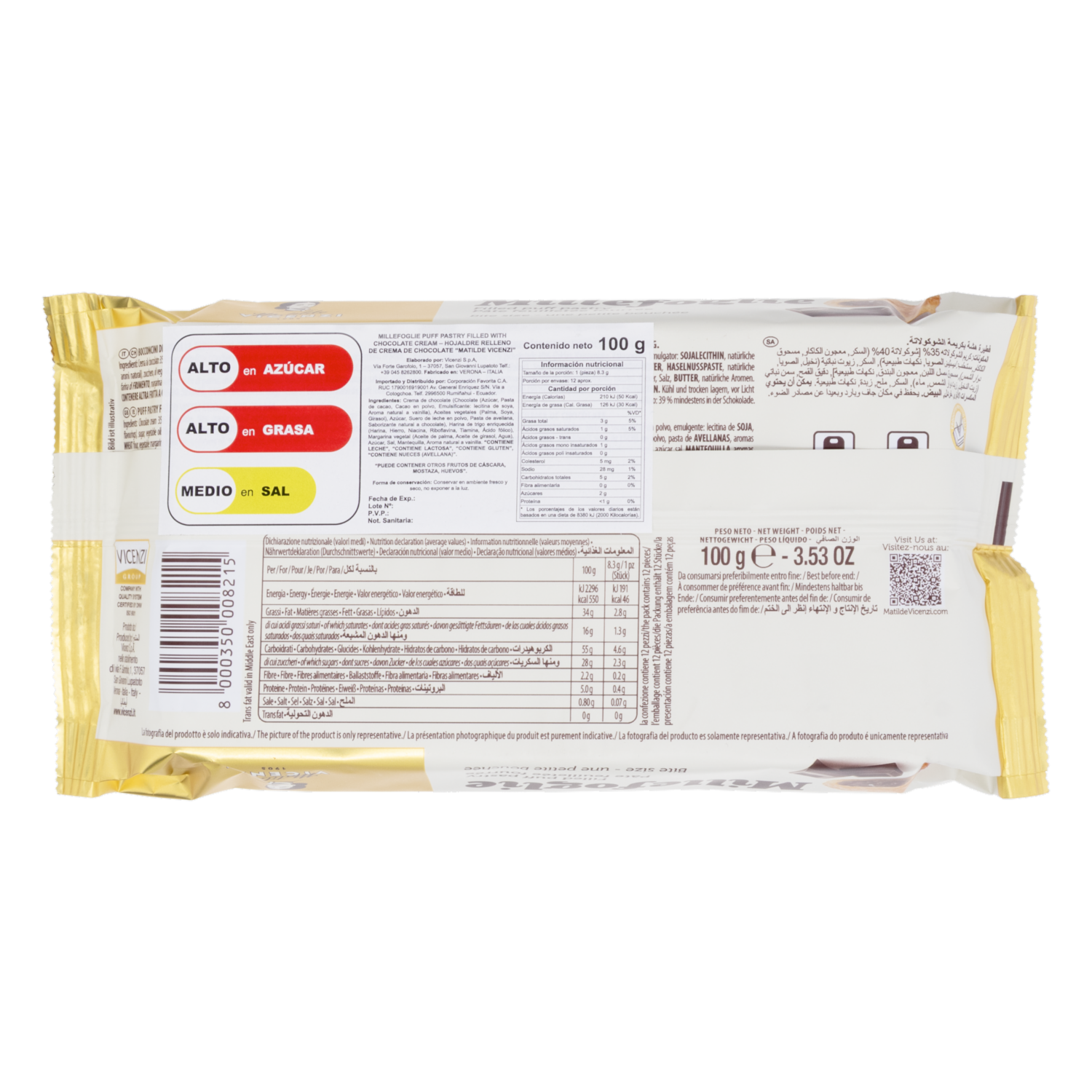 Galleta De Hojaldre Con Relleno De Chocolate MATILDE VICENZI 100 G