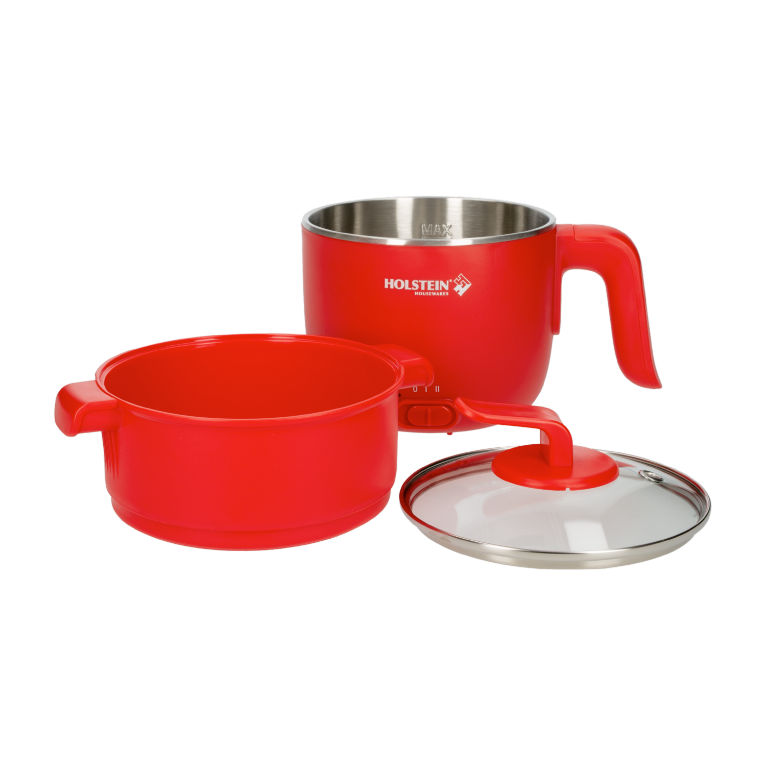 Olla Eléctrica Multiusos Roja Con Vaporera HH-09101023R HOLSTEIN 1.8 Litros
