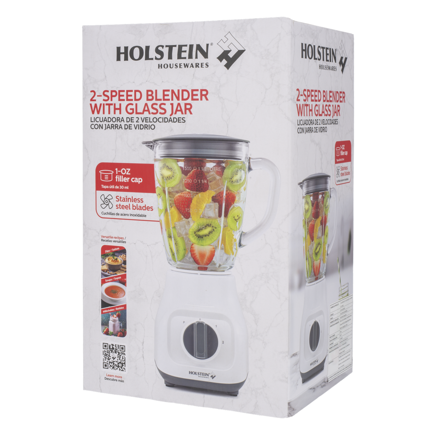 Licuadora 350 Watts Con Jarra De Vidrio HOLSTEIN 2 Velocidades