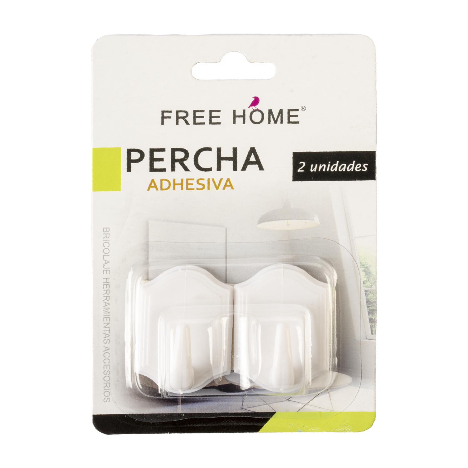 Set Ganchos Adhesivos Blancos FREE HOME x 2 Piezas