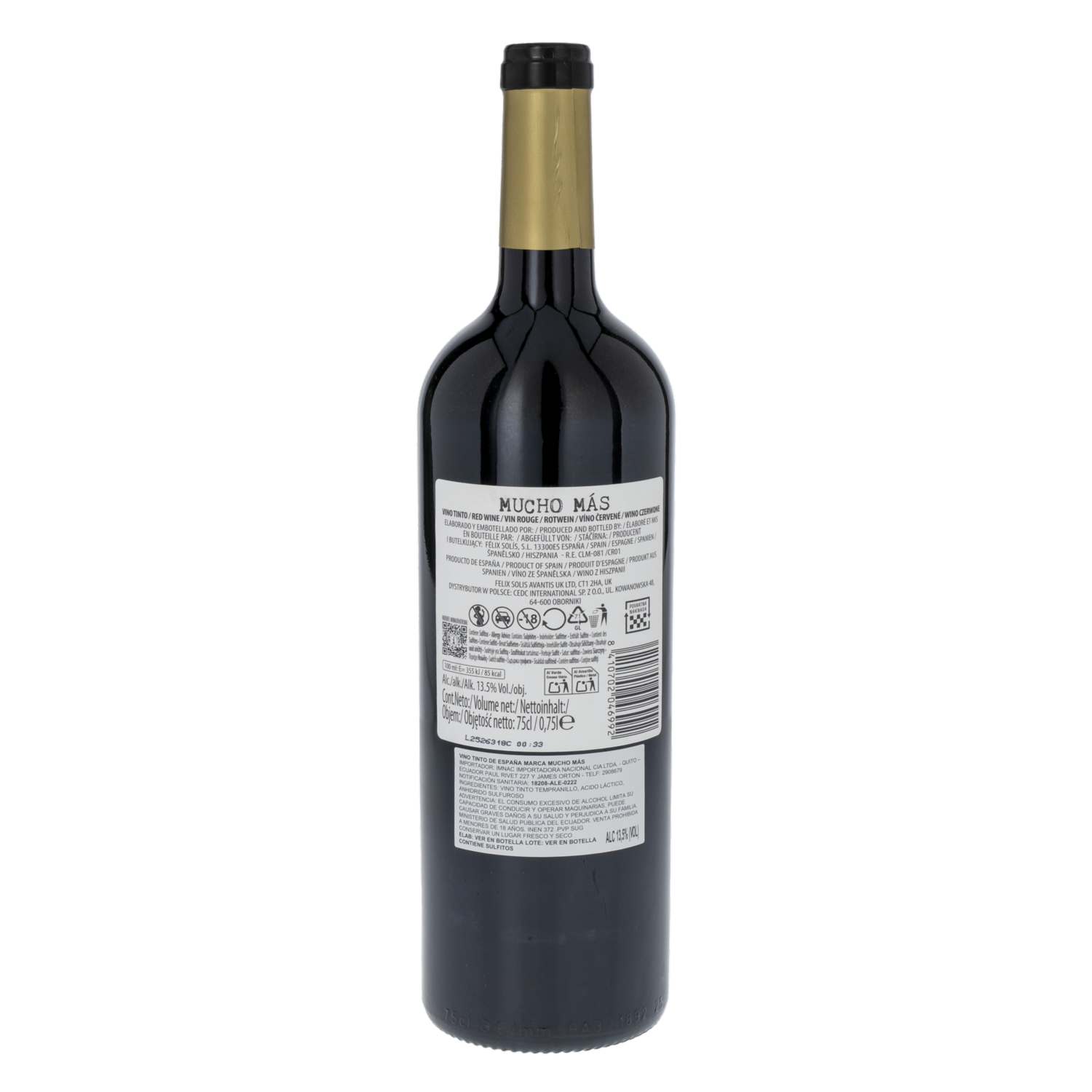 Vino Tinto Español MUCHO MÁS 750 Ml