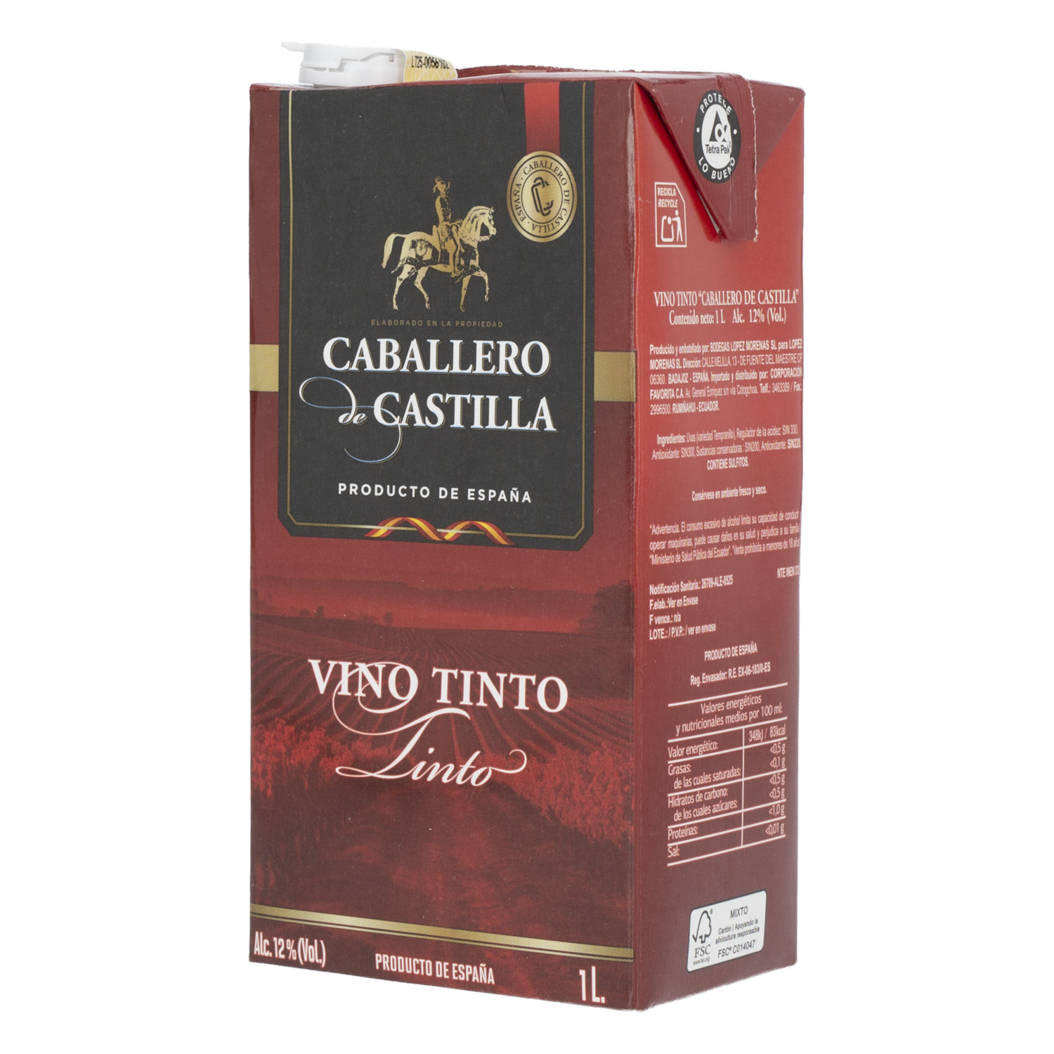 Vino Tinto Tetrapack CABALLERO DE CASTILLA 1000 Ml