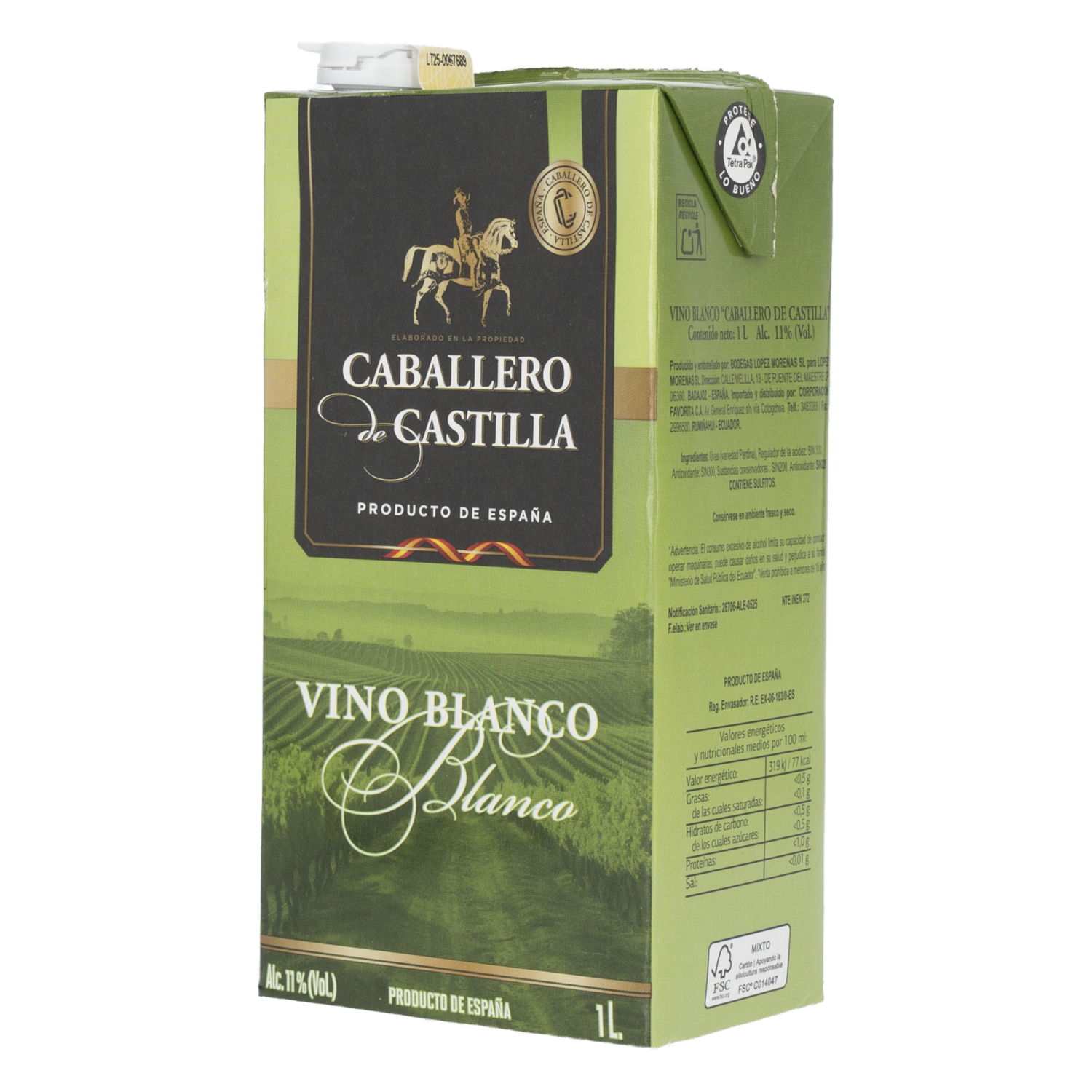 Vino Blanco Tetrapack CABALLERO DE CASTILLA 1000 Ml