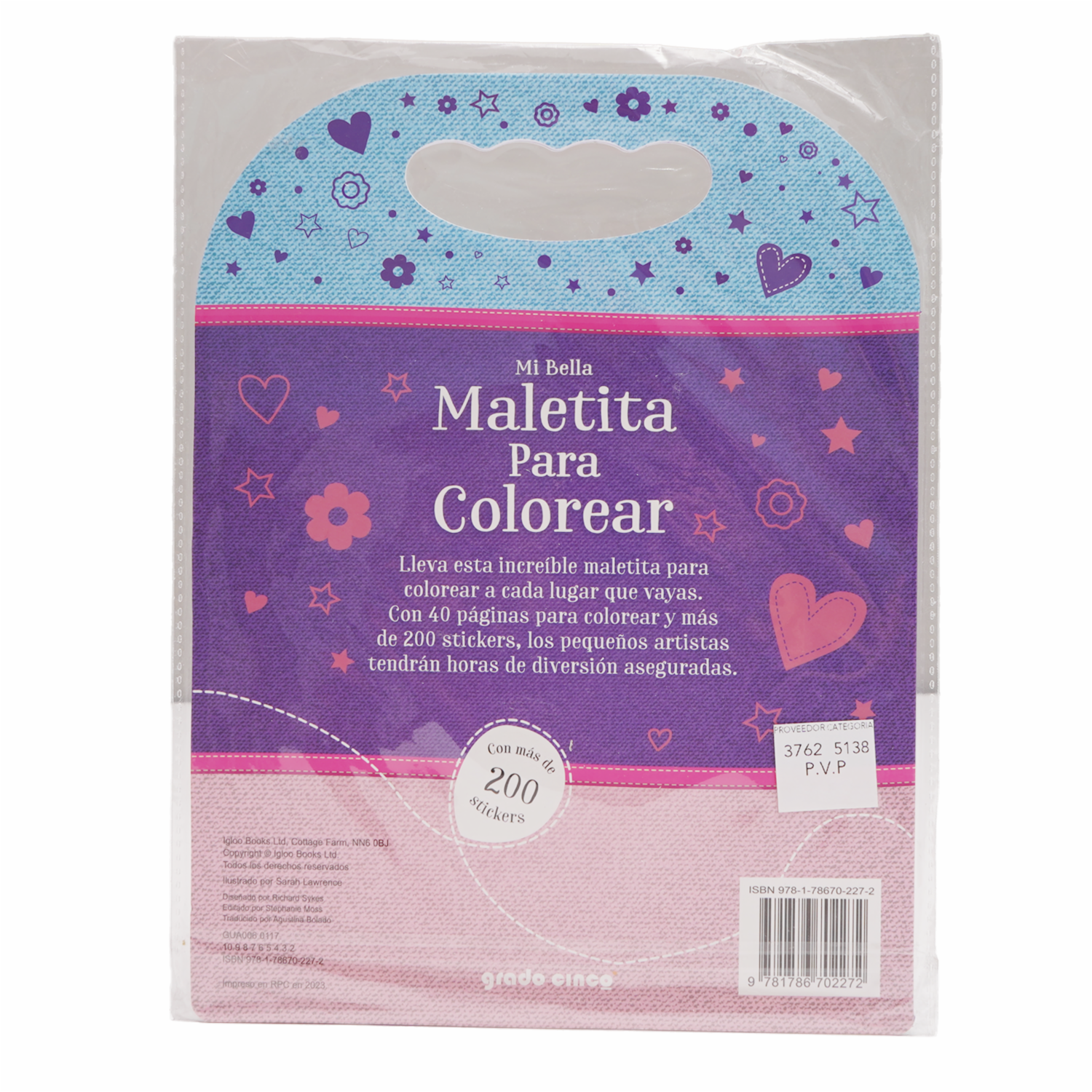 Libro Mi Bella Maletita Para Colorear+Stickers GRADO CINCO 45 Páginas