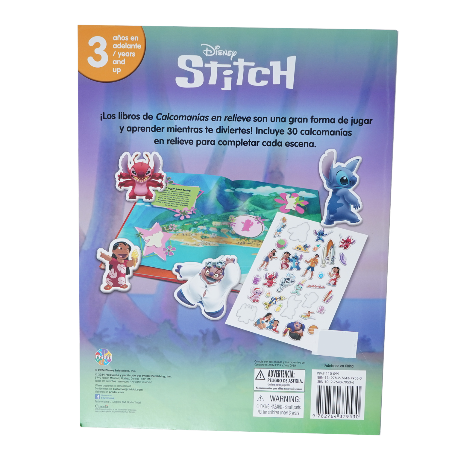 Libro Disney Stitch Calcomanías En Relieve DISNEY 10 Páginas