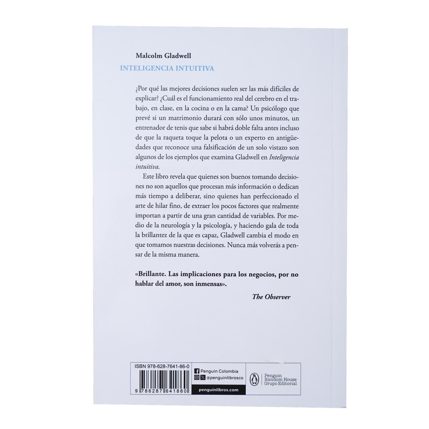Libro Blink: Inteligencia Intuitiva MR.BOOKS 293 Páginas