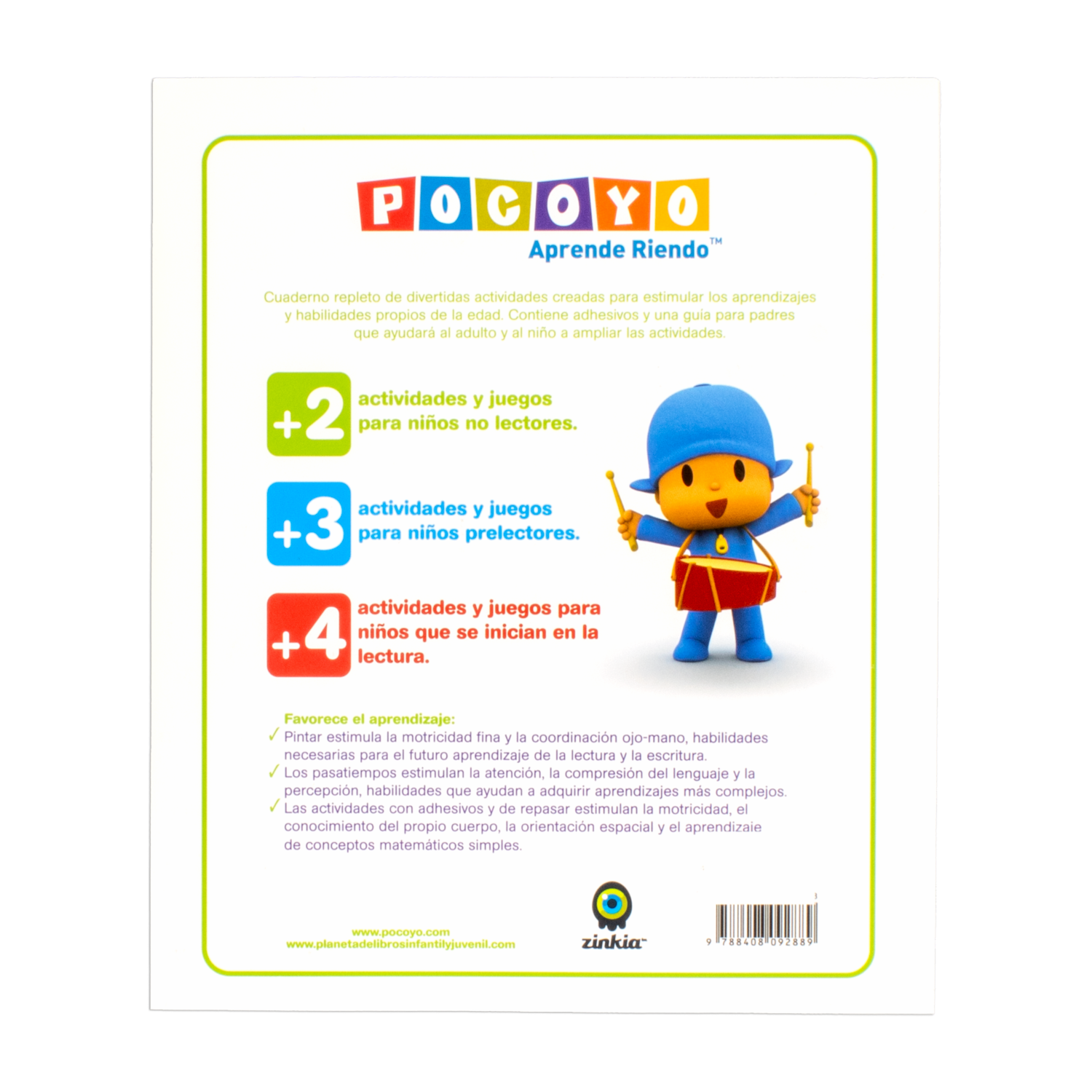 Libro De Actividades Juega Y Aprende Con Pocoyo + 2 Adhesivos MR.BOOKS 44 Páginas