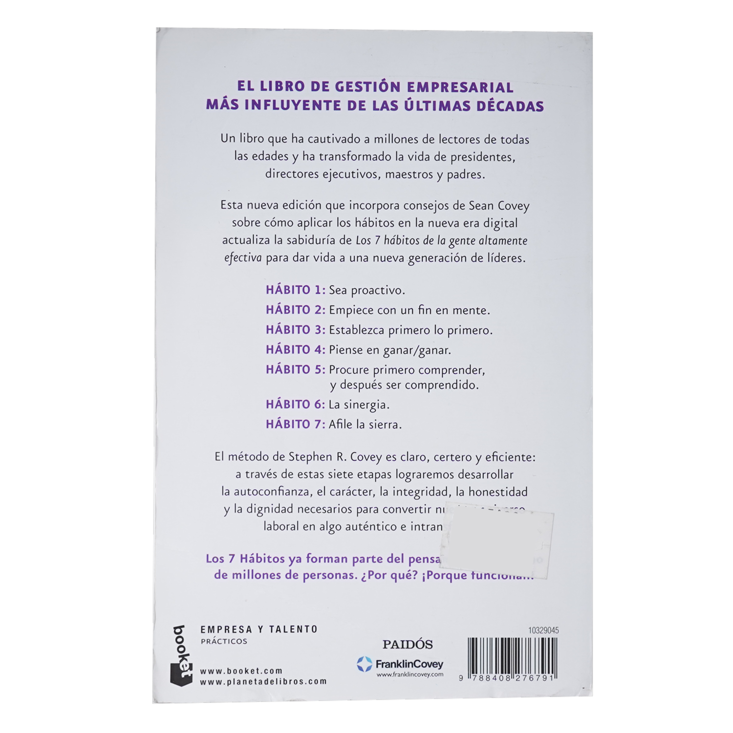 Libro Los 7 Hábitos De La Gente Altamente Efectiva MR.BOOKS 561 Páginas