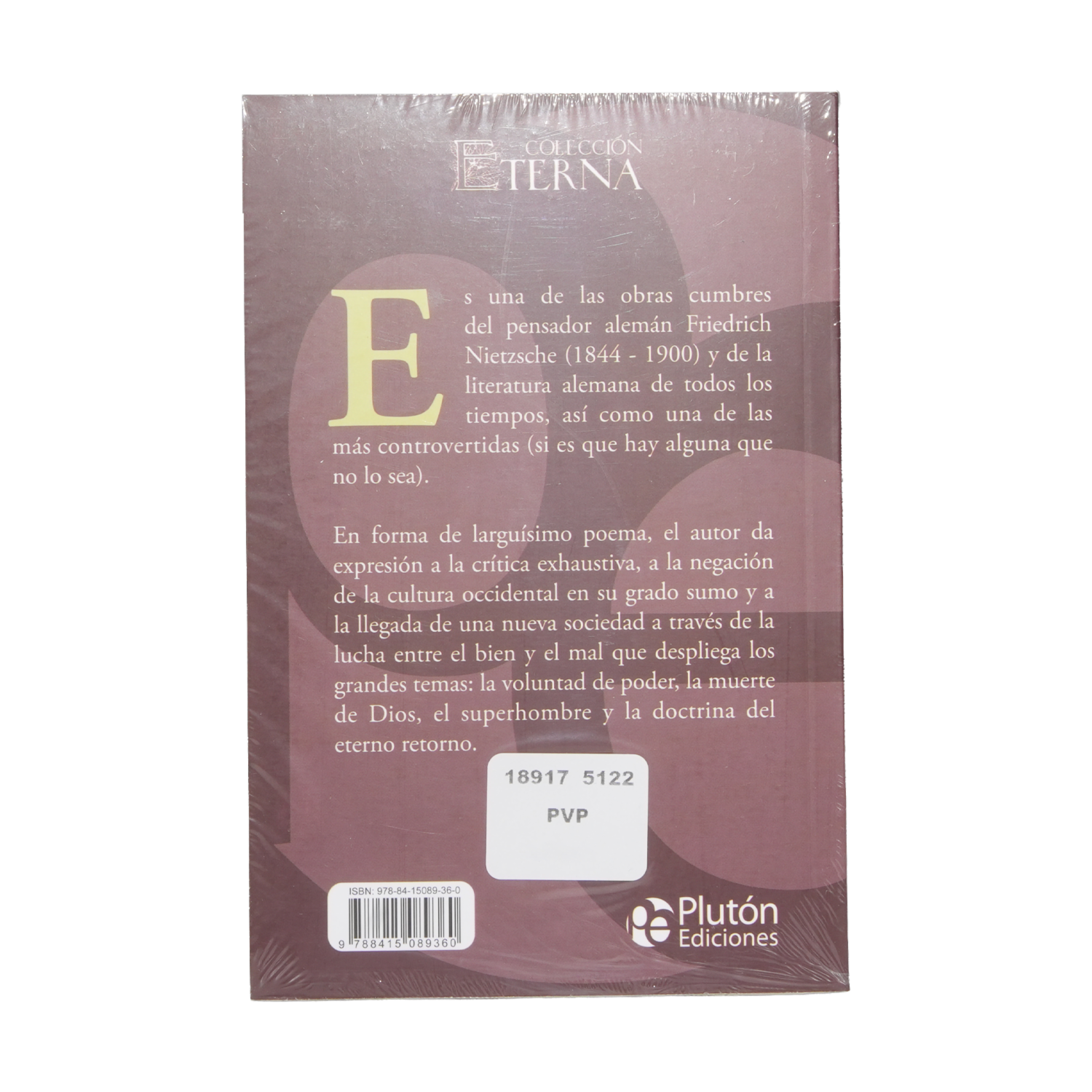 Libro Así Hablaba Zaratustra PLUTÓN 320 Páginas