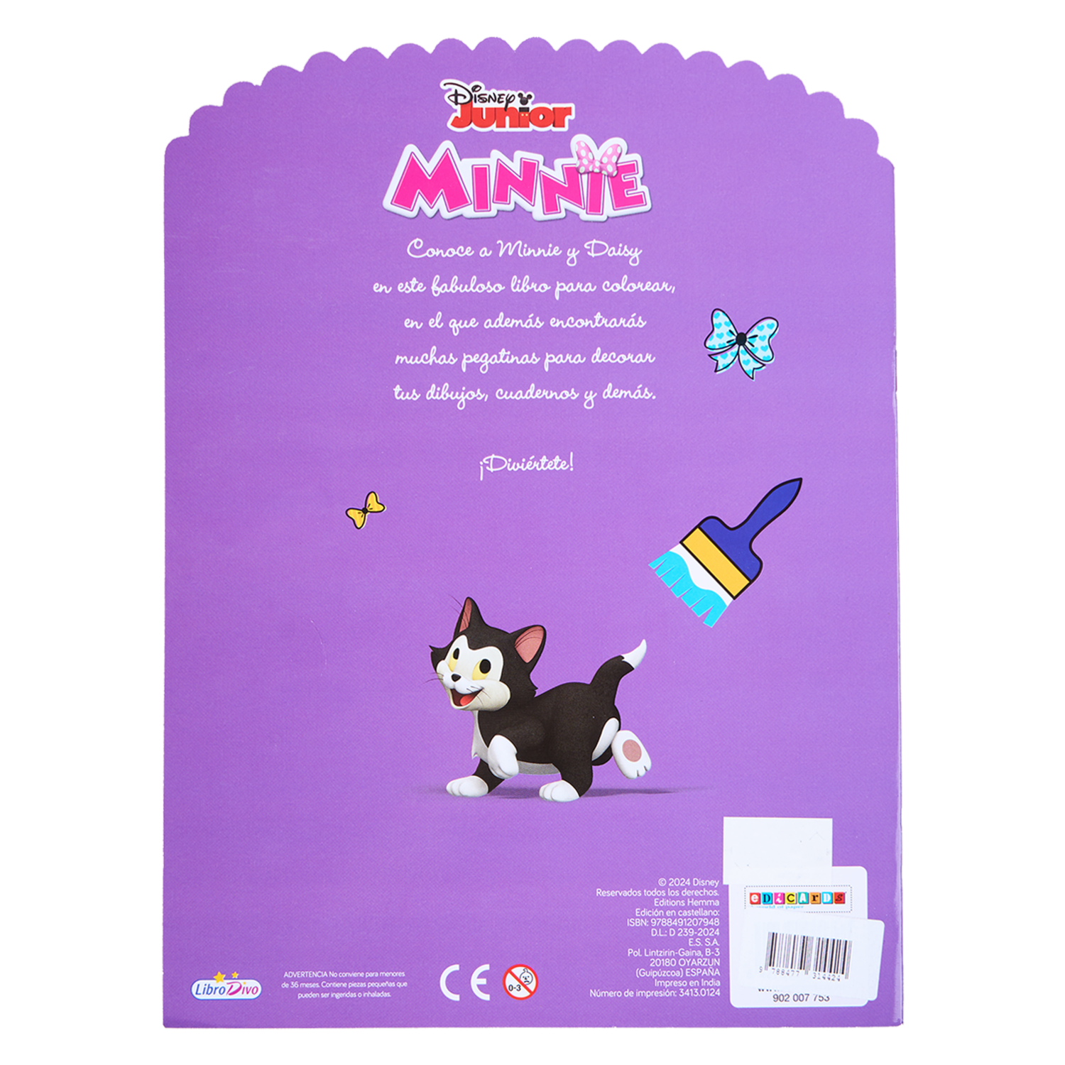 Libro Minnie Color Con Pegatinas Fondo Morado LIBRO DIVO 20 Páginas