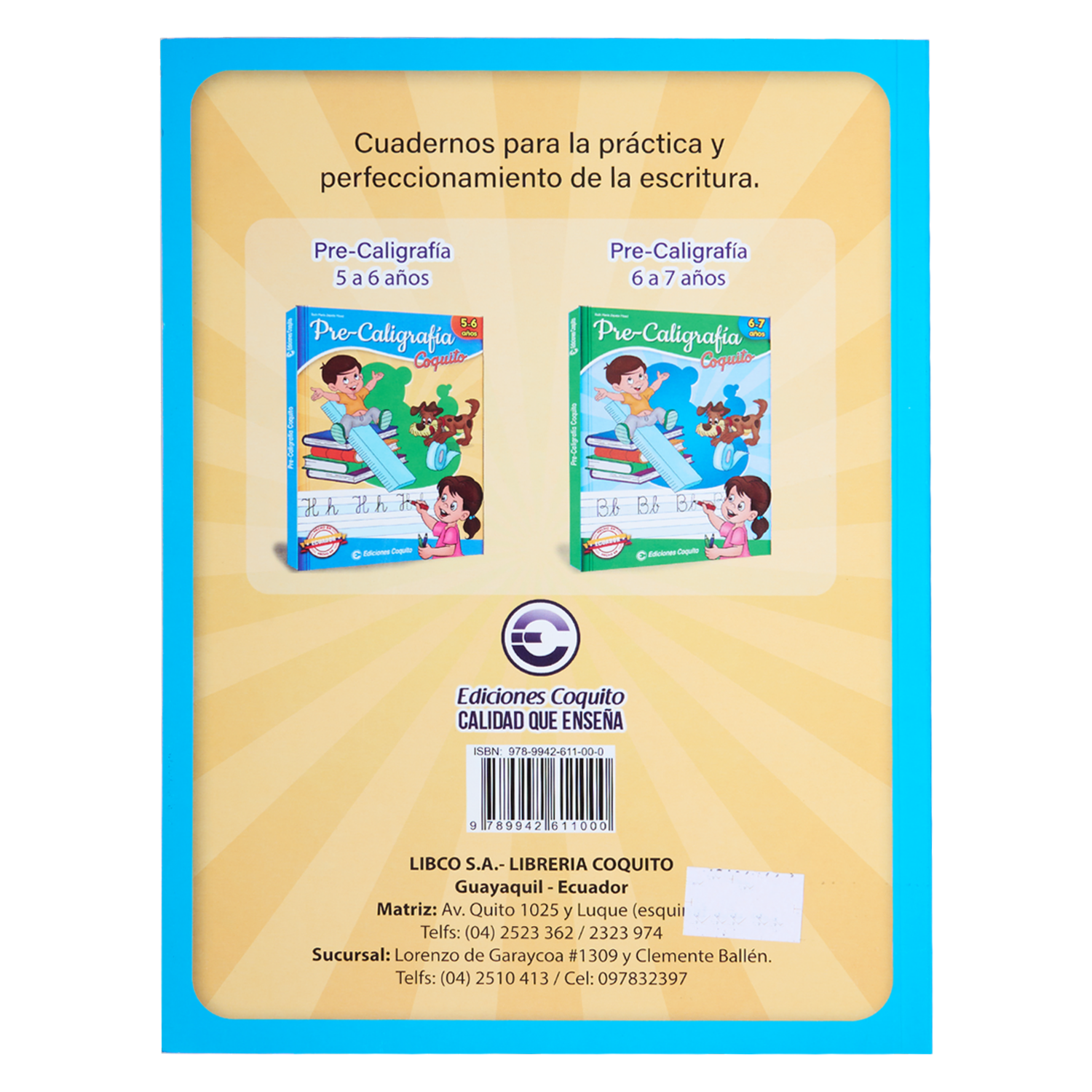 Libro Pre Caligrafía 5-6  Años COQUITO 36 Páginas