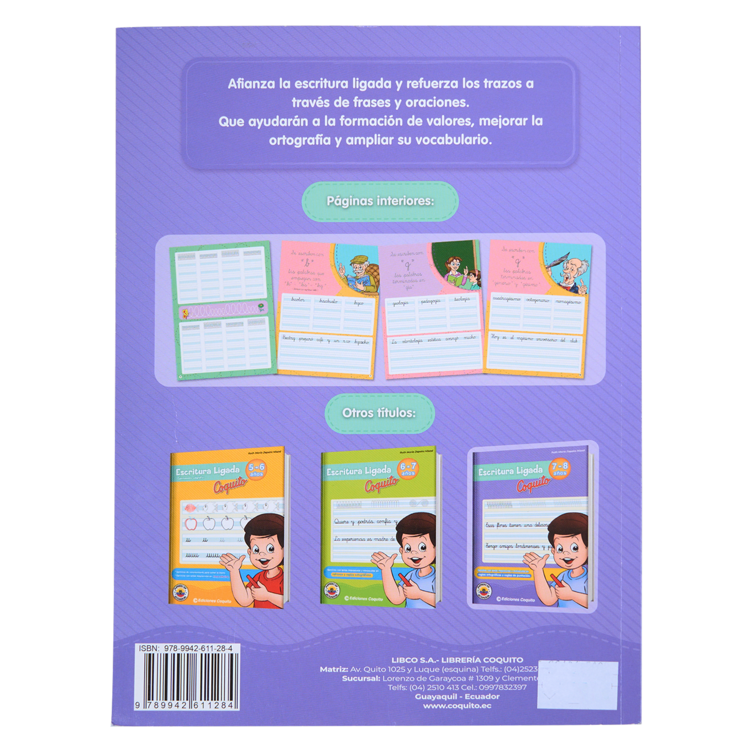 Libro Escritura Ligada  7 – 8 Anos – Coquito LIBCO 80 Páginas
