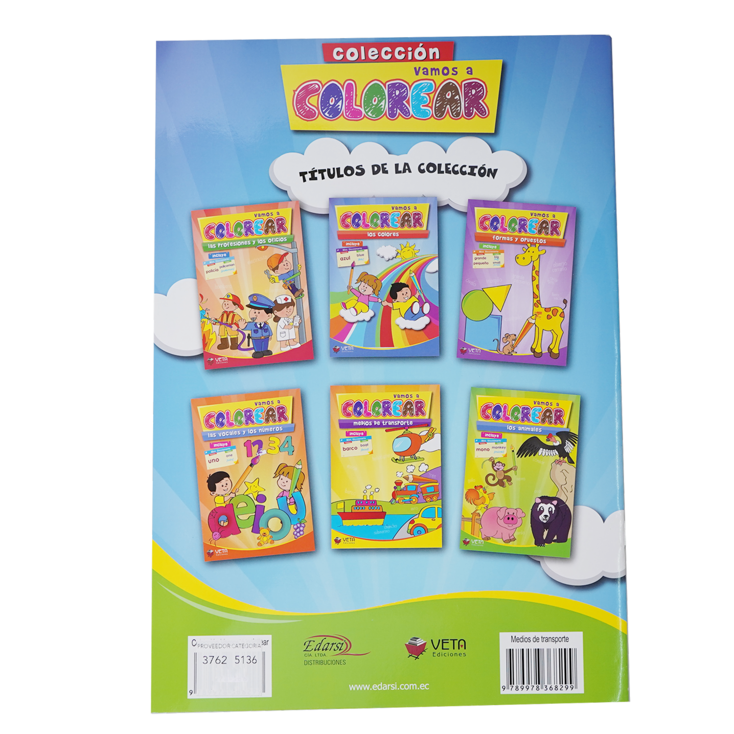 Libro Medios De Transporte Vamos A Colorear EDARSI 32 Páginas