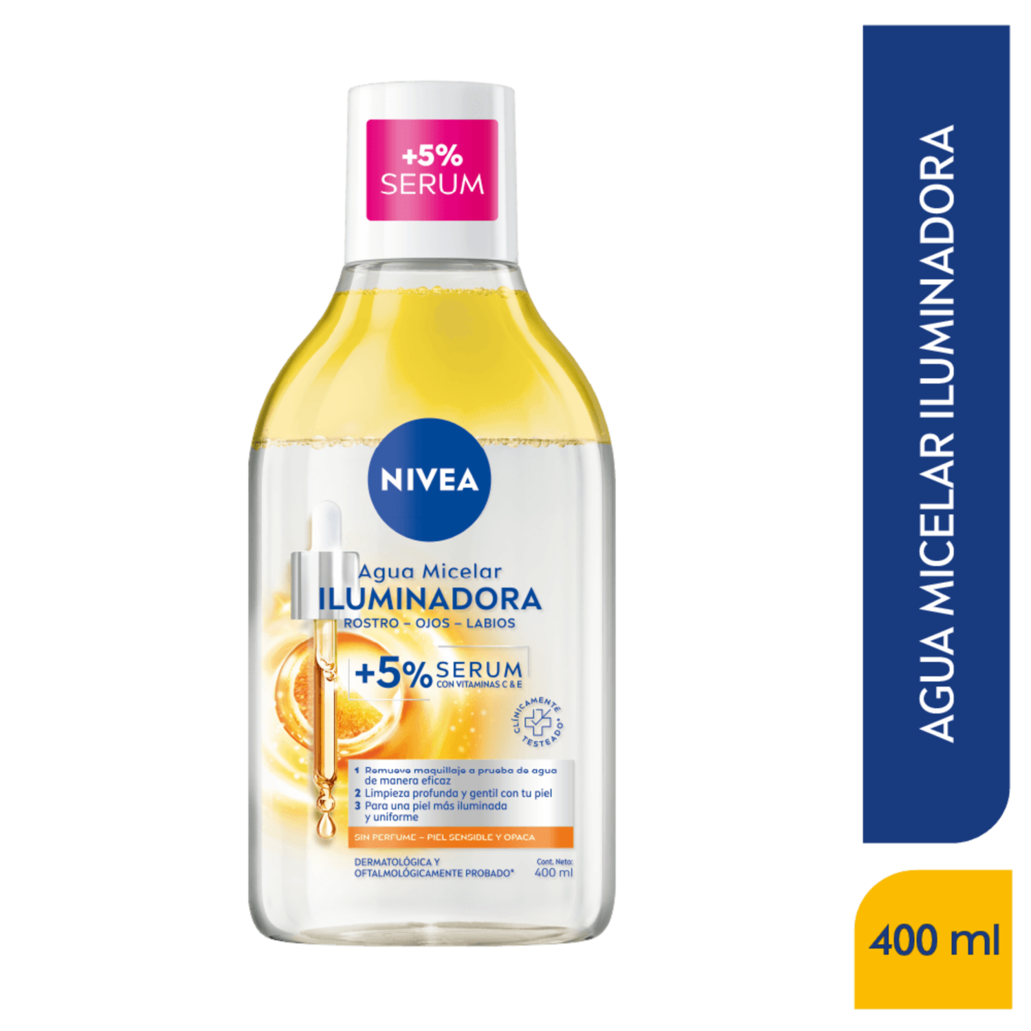 Agua Micelar Iluminadora Con Vitamina C y E NIVEA 400 Ml