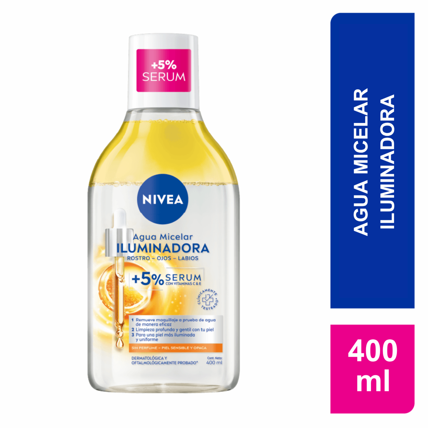 Agua Micelar Iluminadora Con Vitamina C y E NIVEA 400 Ml