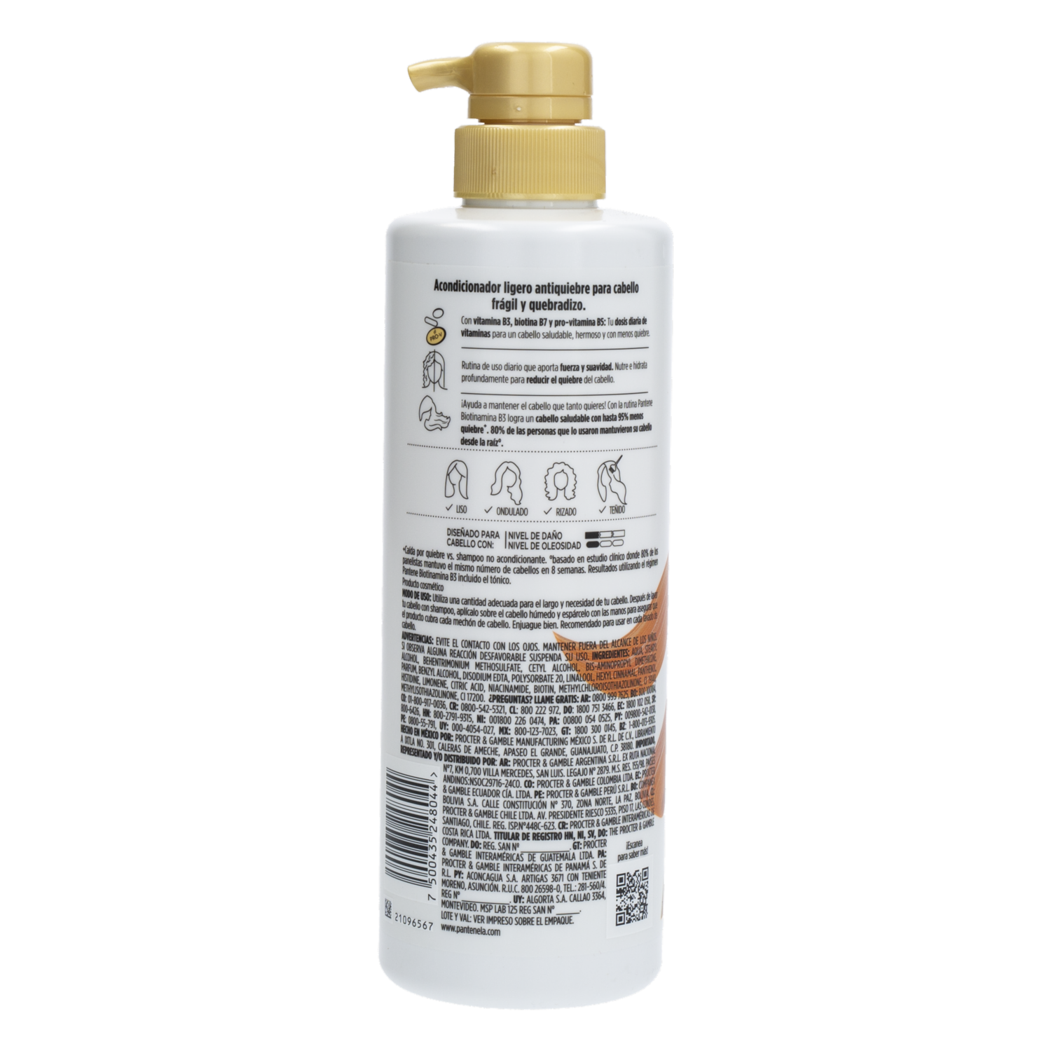Acondicionador Anti Caída & Nutrición Pro V Miracles Biotinamida B3 PANTENE 510 Ml