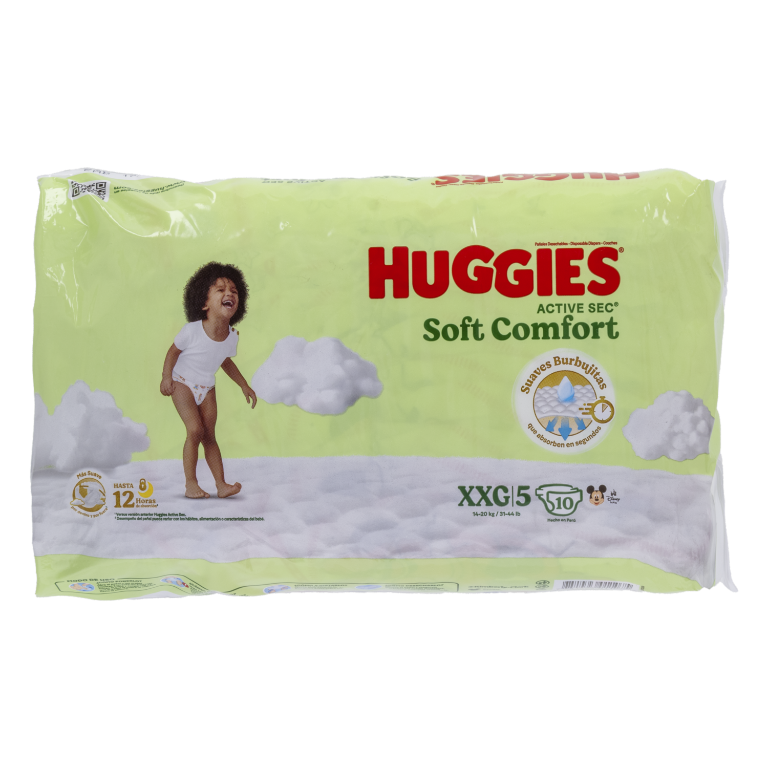Pañales Active Sec Soft Confort XXG Etapa 5 HUGGIES X10 Uds
