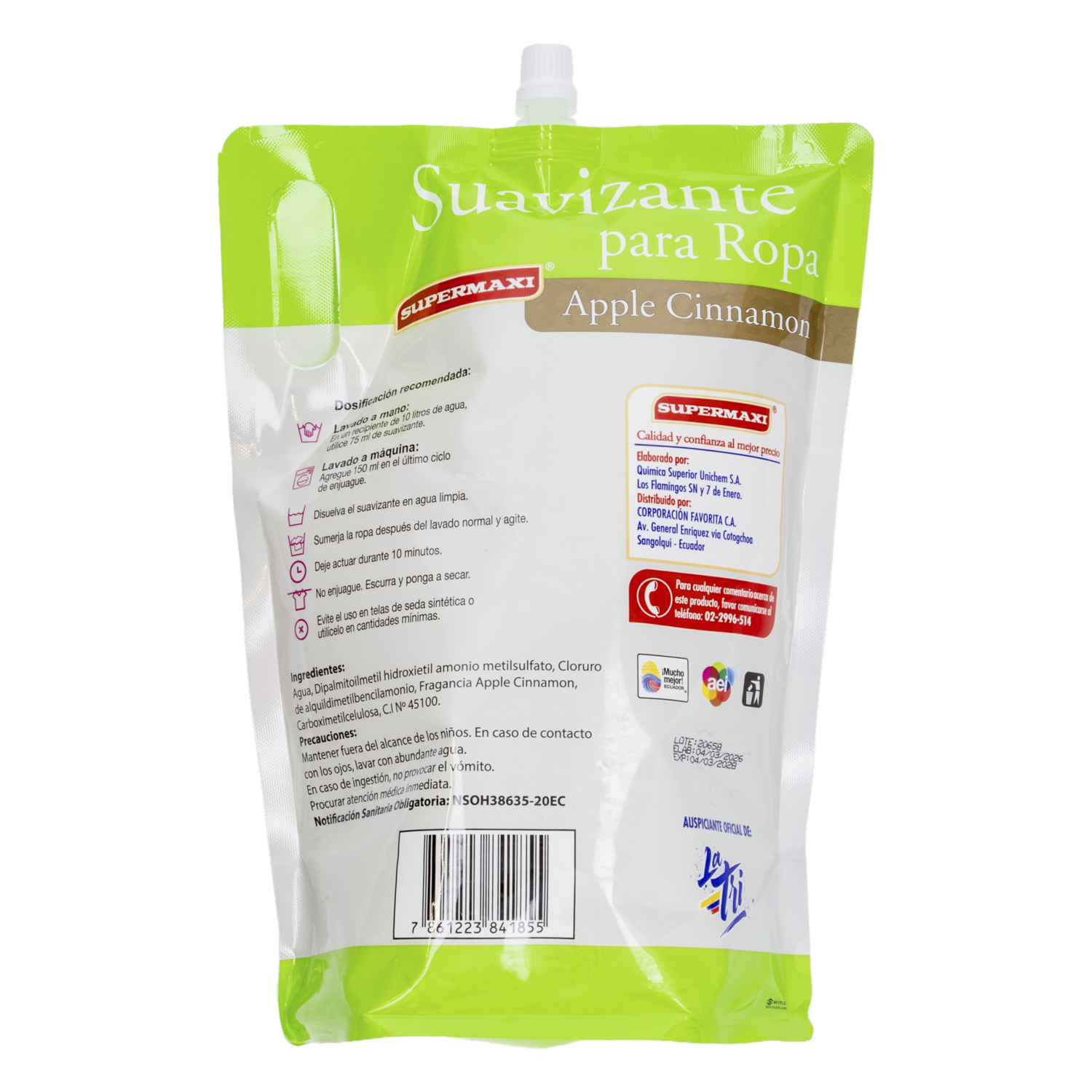 Suavizante Para Ropa Fragancia Apple Cinnamon FEF SUPERMAXI Doypack 2000 Ml