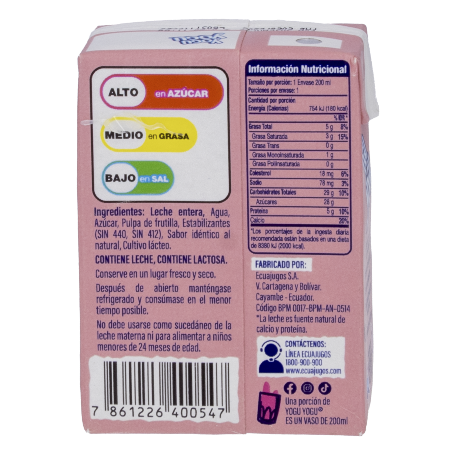 Bebida De Leche Sabor A Frutilla YOGU YOGU 200 Ml