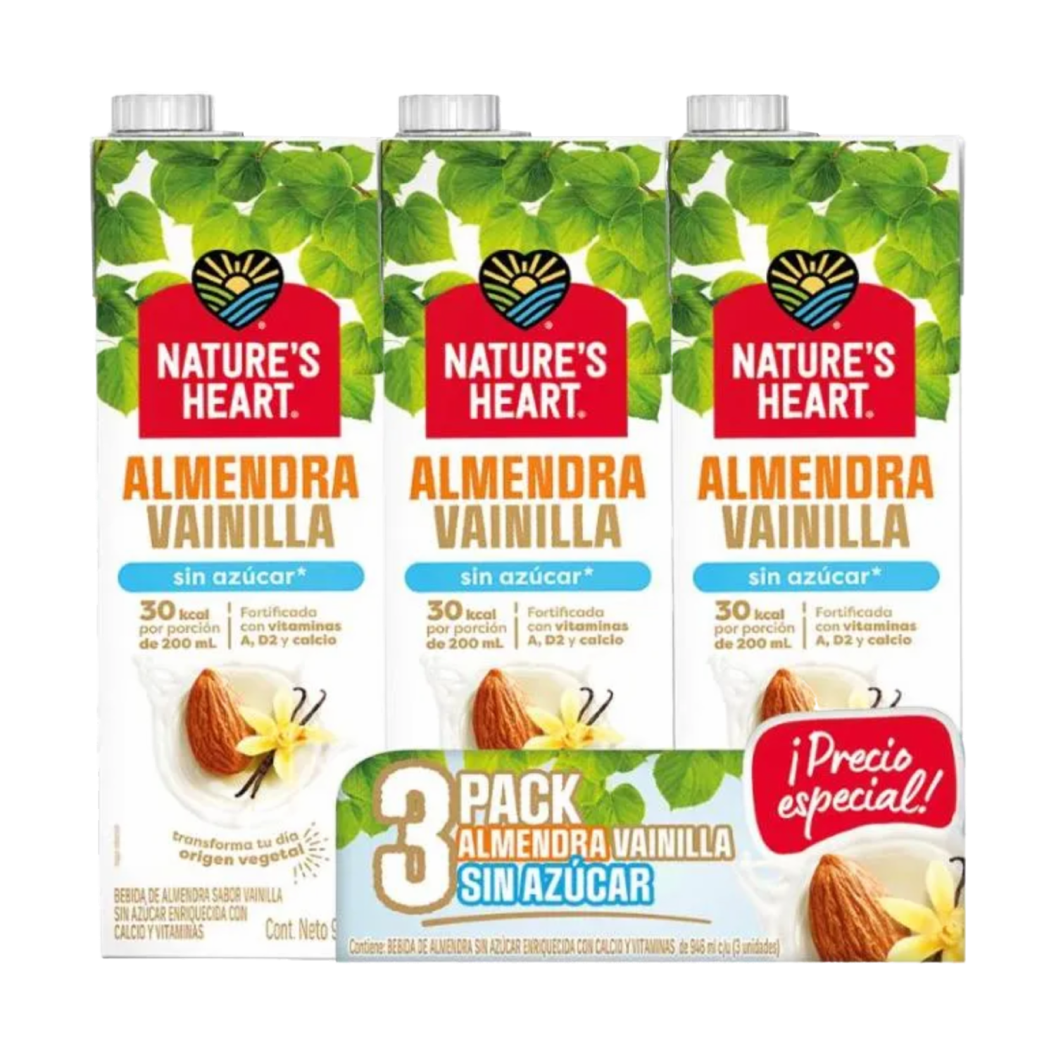 Bebida De Almendras Sabor A Vainilla NATURE´S HEART 3 X 946 Ml