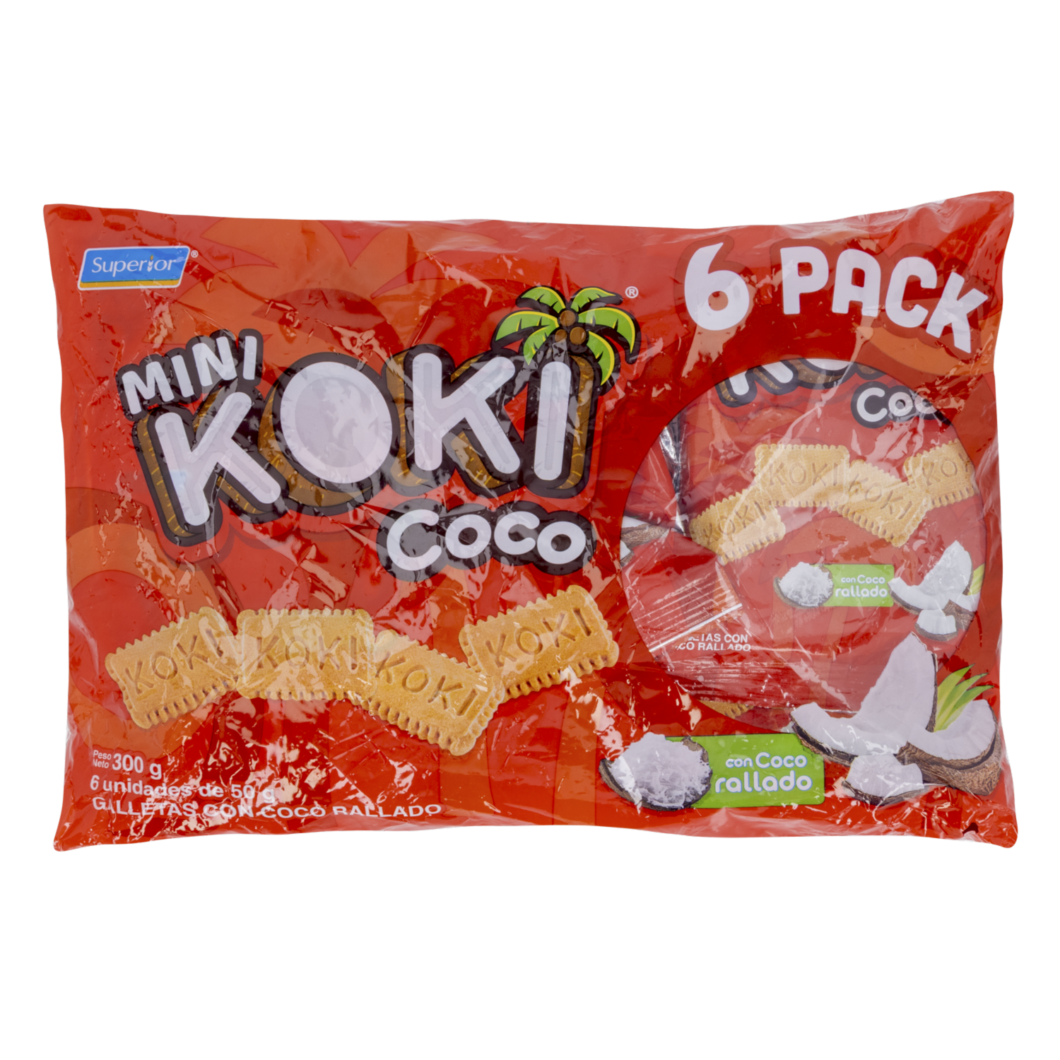Galletas Dulces Mini Con Coco Rallado KOKI 6 X 50 G