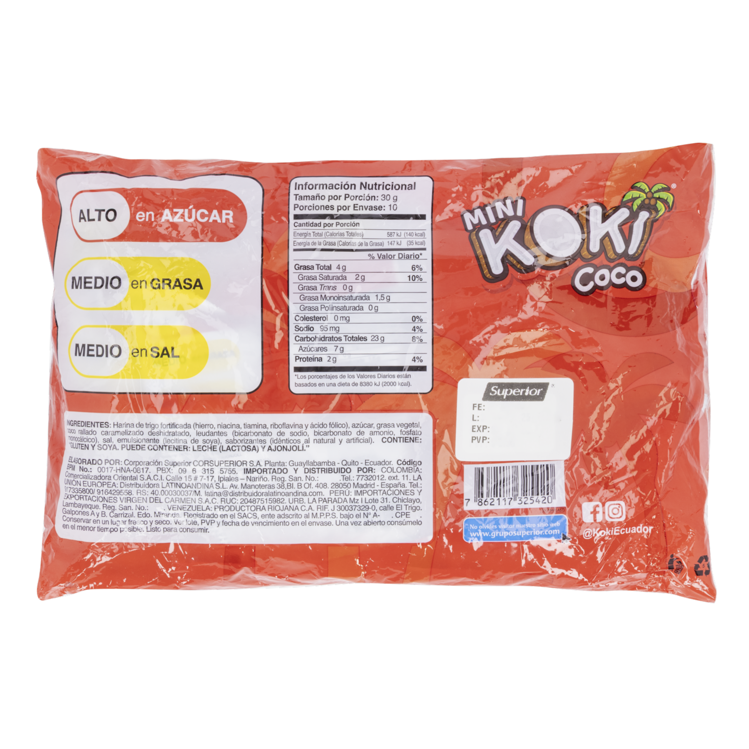 Galletas Dulces Mini Con Coco Rallado KOKI 6 X 50 G