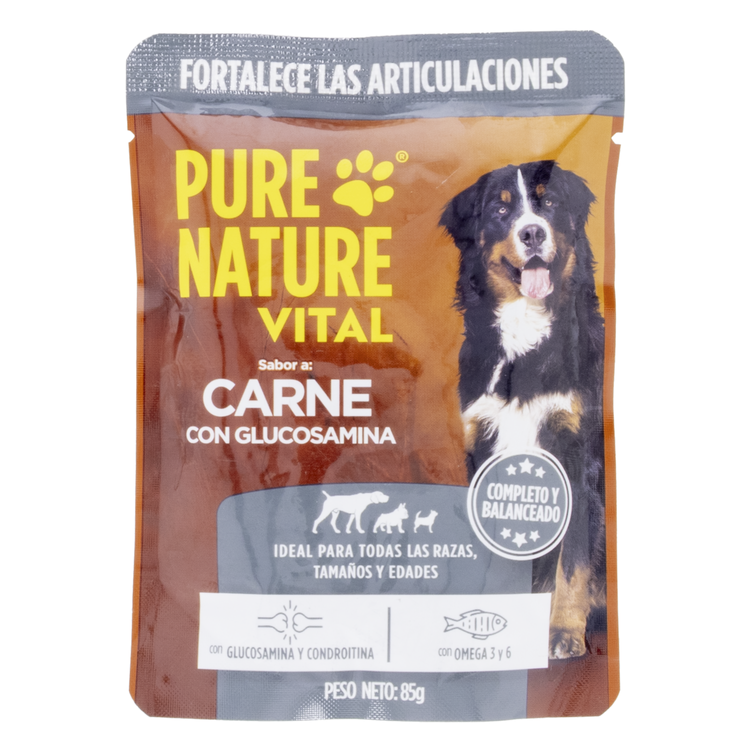 Alimento Húmedo Para Perros Sabor A Carne Con Glucosamina PURE NATURE 85 G