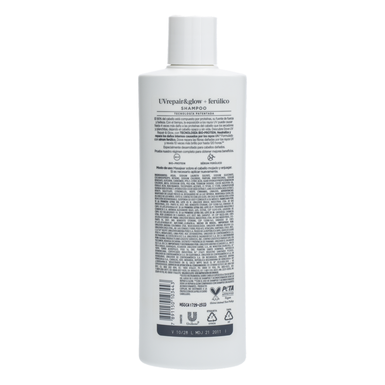 Shampoo Para Cabello Uv Repair & Glow + Ferúlico DOVE 370 Ml